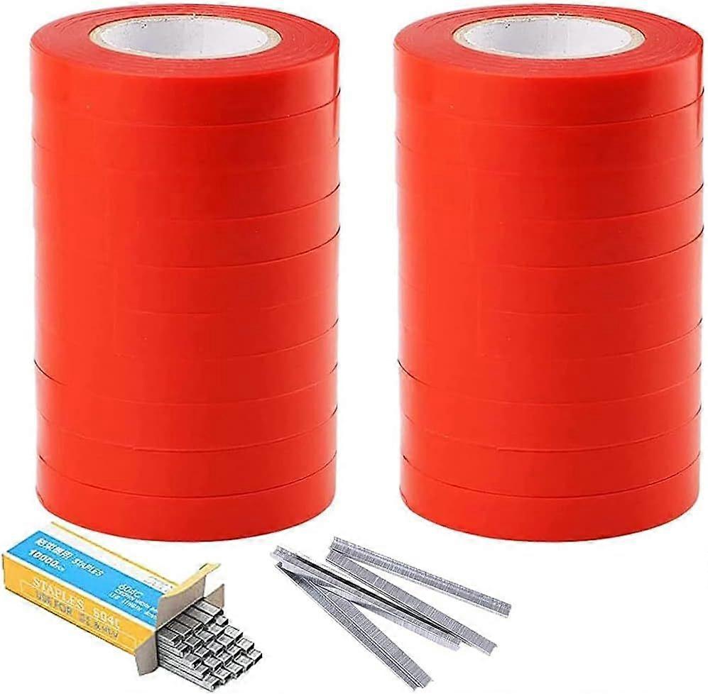 Plant Tying Machine,Vine Tying Tool with 20 Rolls of Tape and a Box of Staples,for Grapes,Raspberries,Vegetables and Flowers