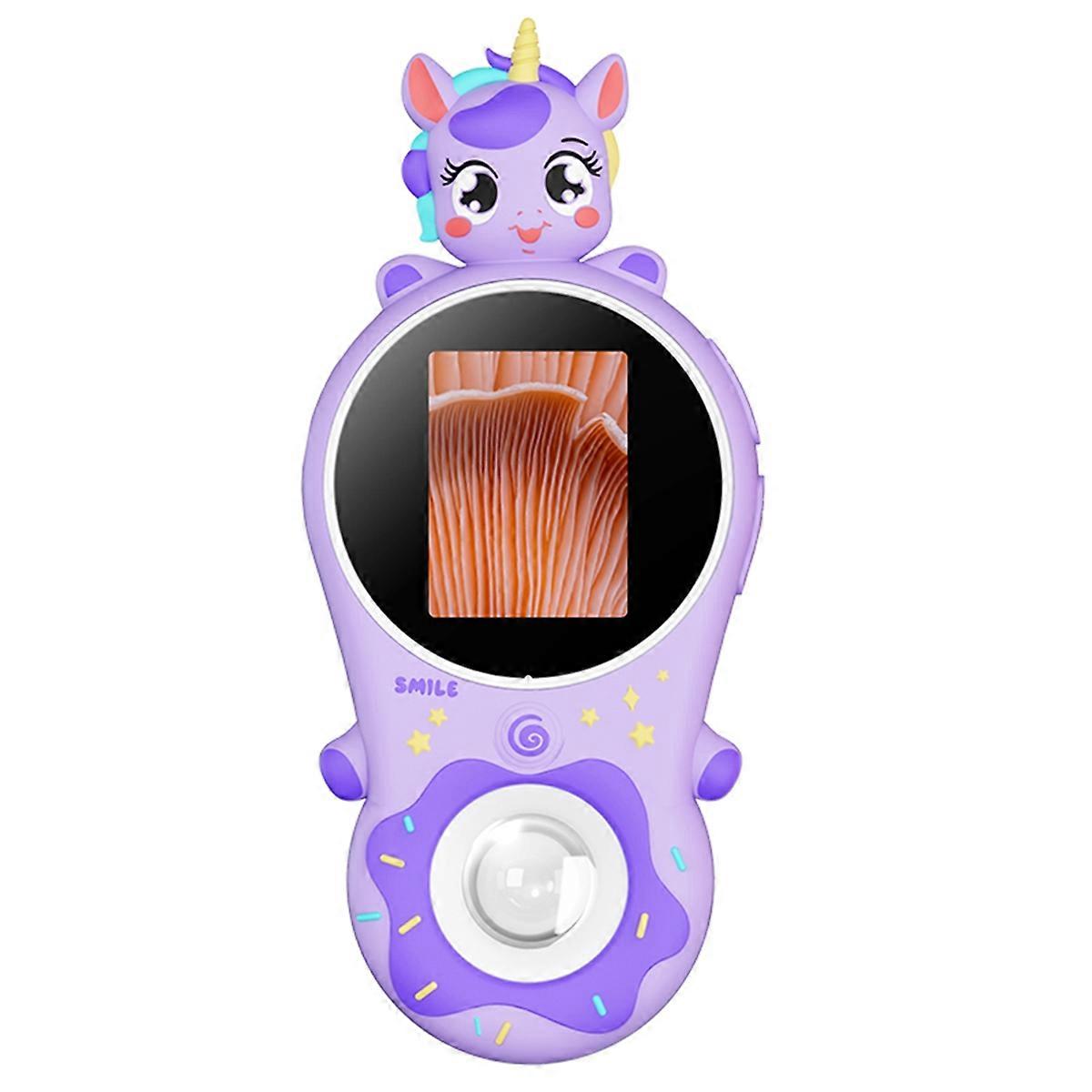 Mini Kids Optical Microscope 500x Magnification 200MP Camera Lens with Photo and Video Function Sil