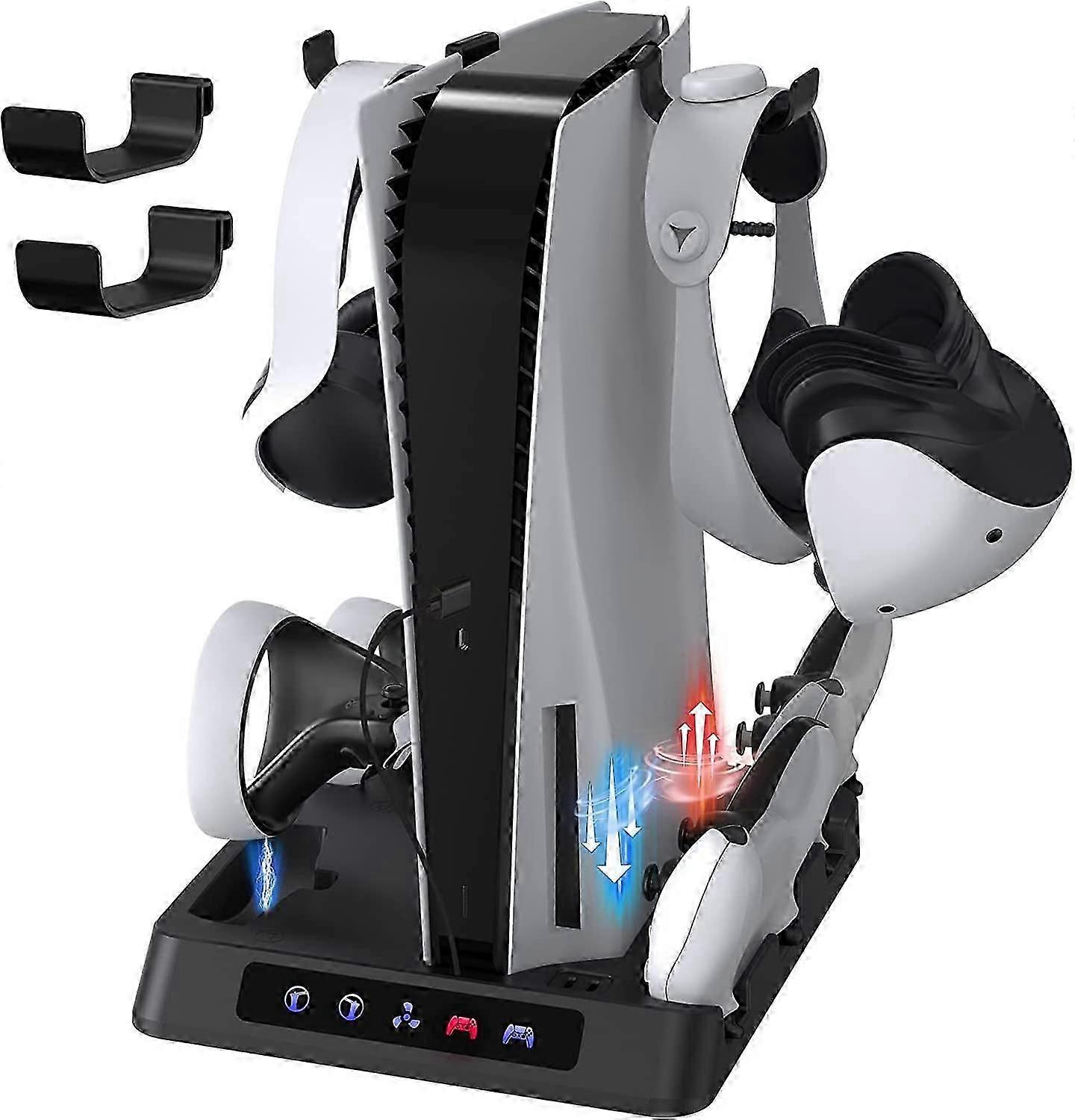 high qualityCharging Stand for PS5 and PS VR2, Vertical Stand with Cooling Fan and Dual Controller Charging Station, with PS VR2 Headsets Holder