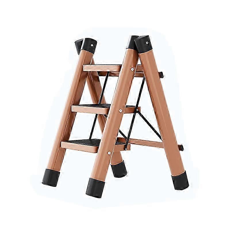 Step Ladder Folding 3 Steps Non Slip Waterproof Rustproof Household Handling Equipment Apricot