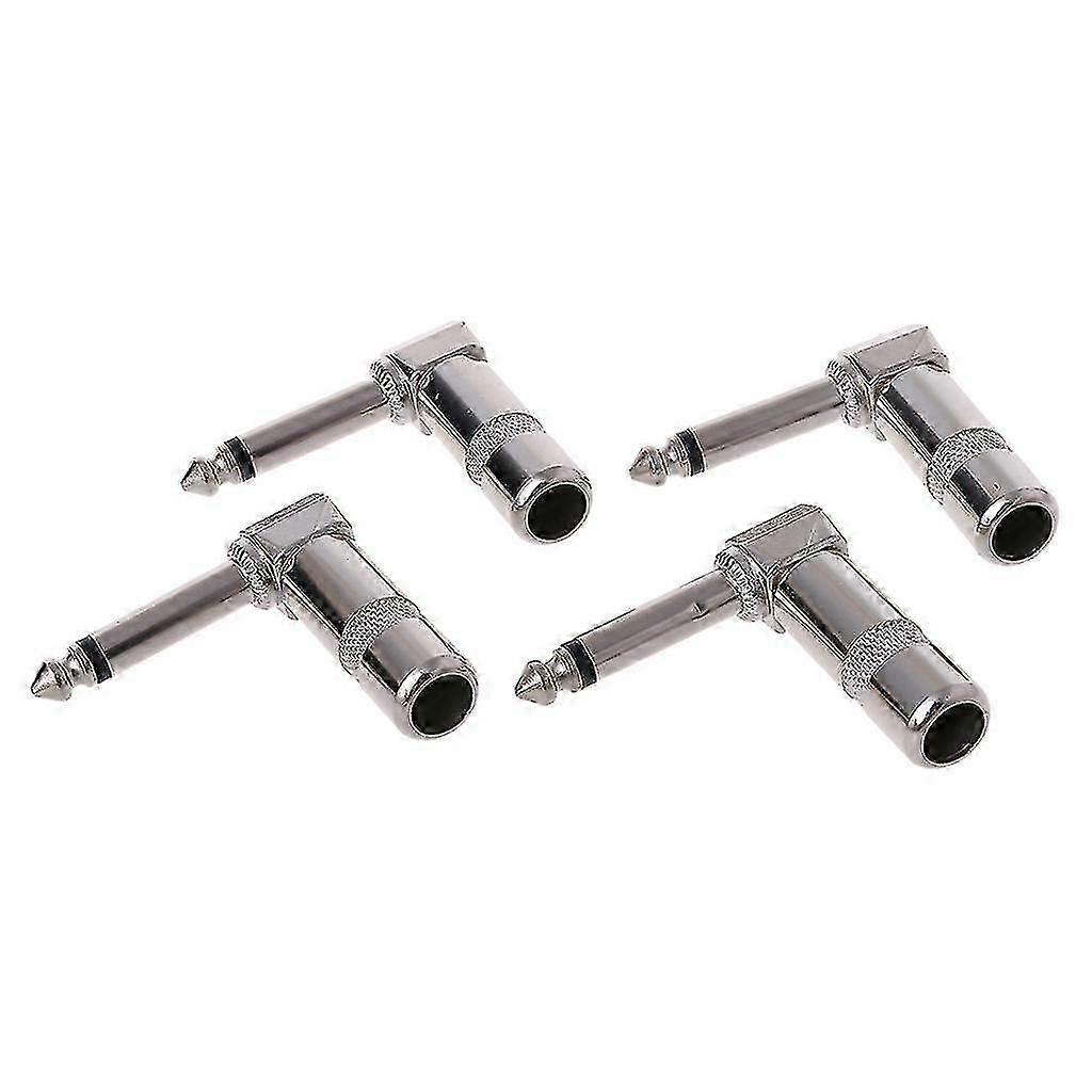 4 db derékszögű 1/4 "Ts mono telefondugó gitár O csatlakozó 6,35 mm jack