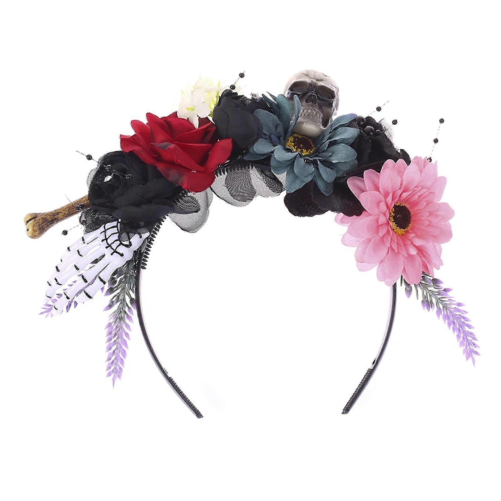 Elegant Simulated Flower Shape Headbands Skull Hair Hoop Halloween Headbands for Women Girls Wedding Party Supplies