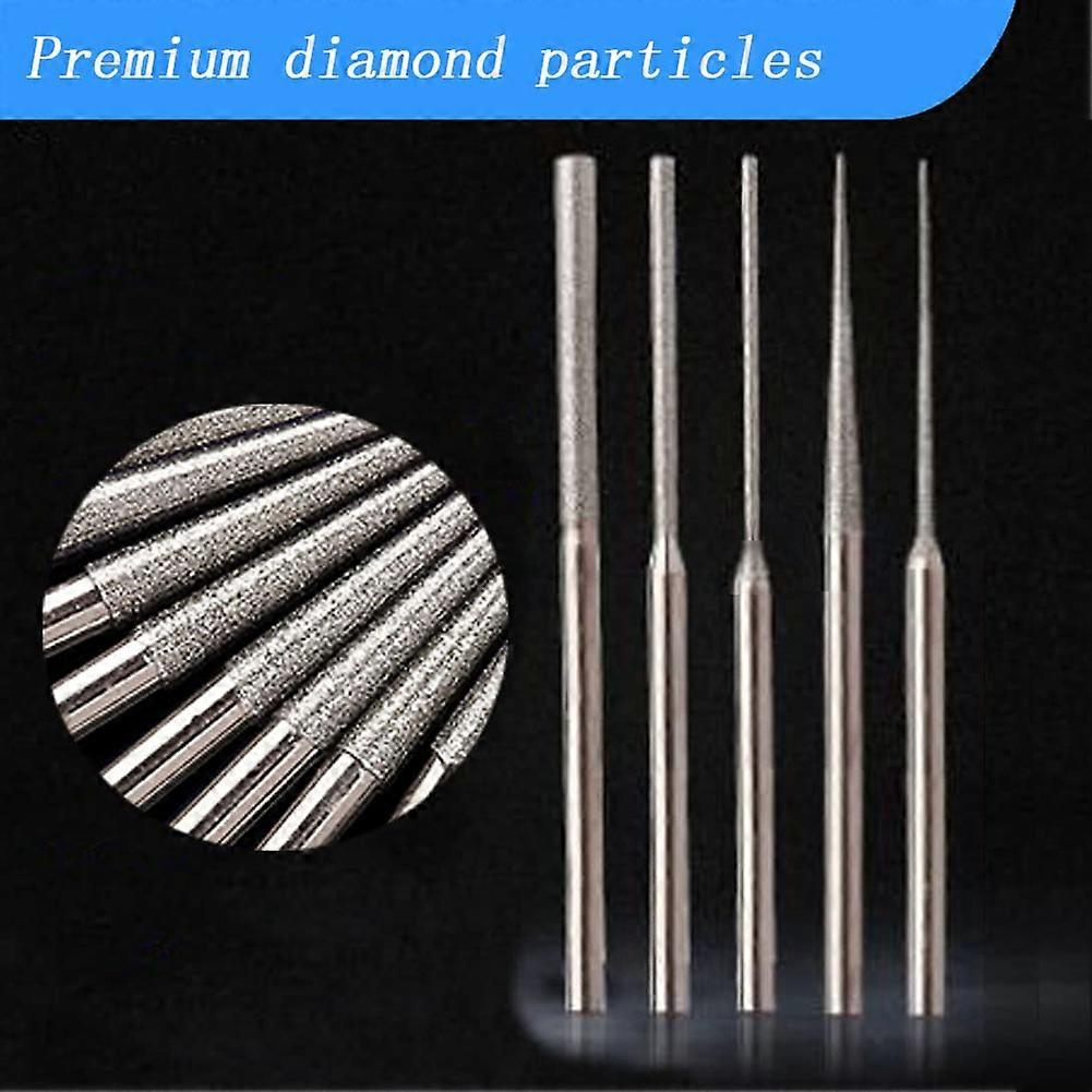 20pcs Mounted 5 Different Shapes Diamond Drill Bits, 1/8inch Shank Diamond Grinding Tools for Rotary