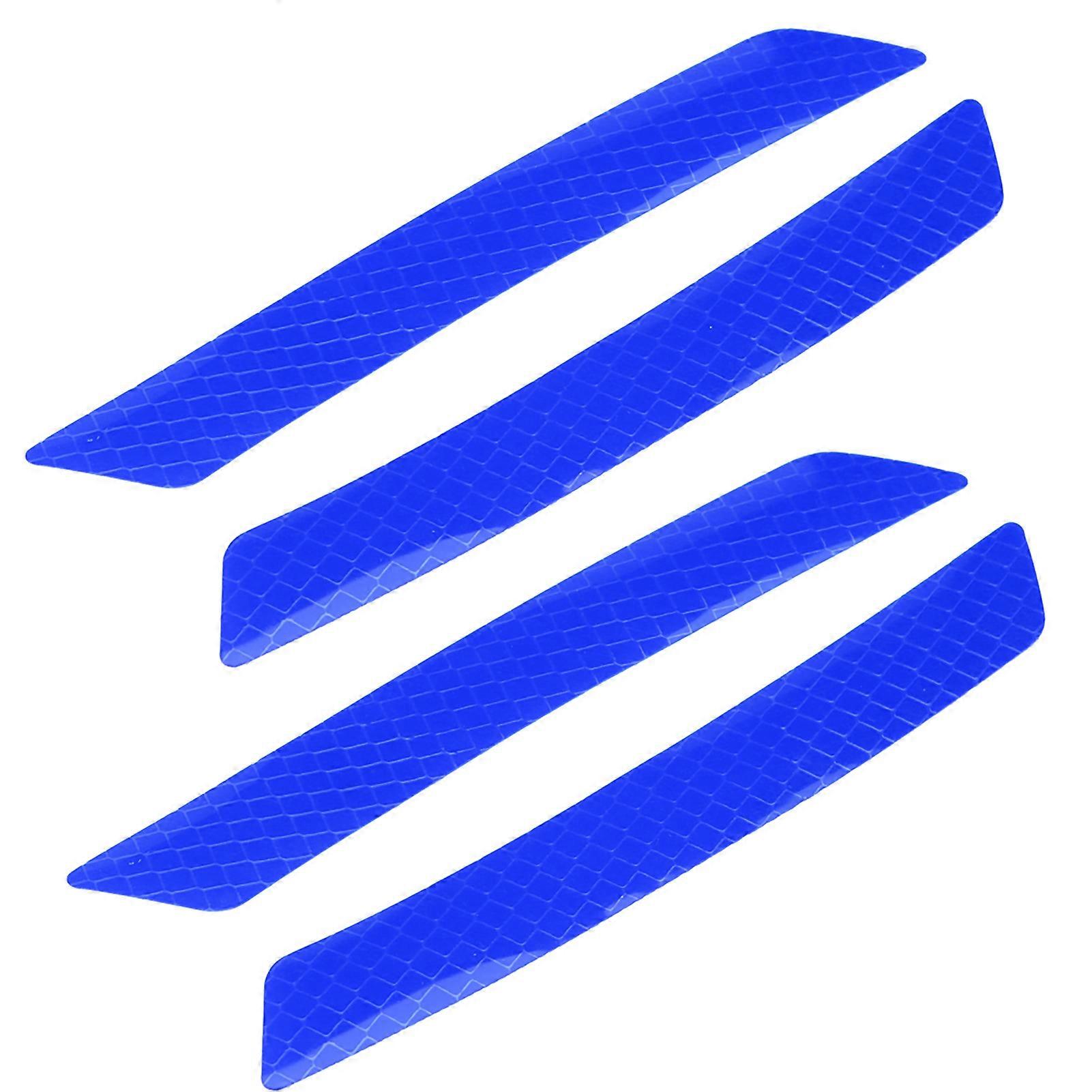4Pcs Car Wheel Eyebrow Bumper Reflective Safety Warning Strip Tape Sticker Decal Blue