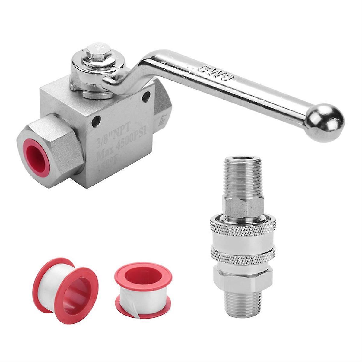 High Pressure Washer Ball Valve Kit 3/8 Inch Quick Connect 4500 Psi