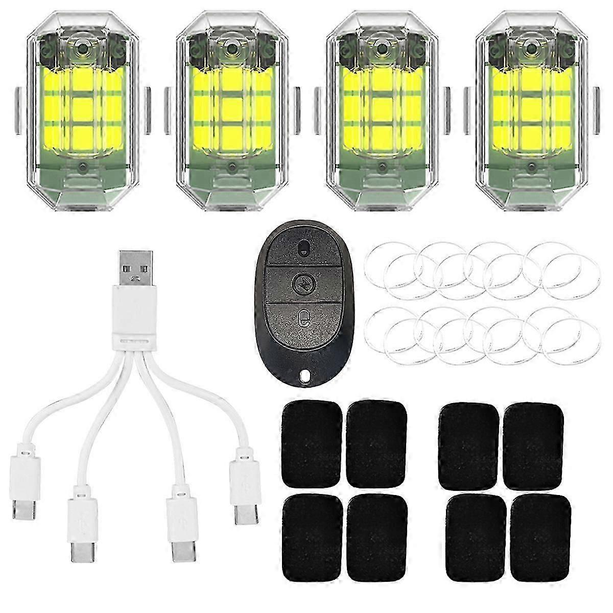 4 stks Vliegtuigen Stroboscoop Lamp Micro-USB Opladen M3 Richtingaanwijzer Indicator Waterdicht 3.7V 350mAh Hoog B