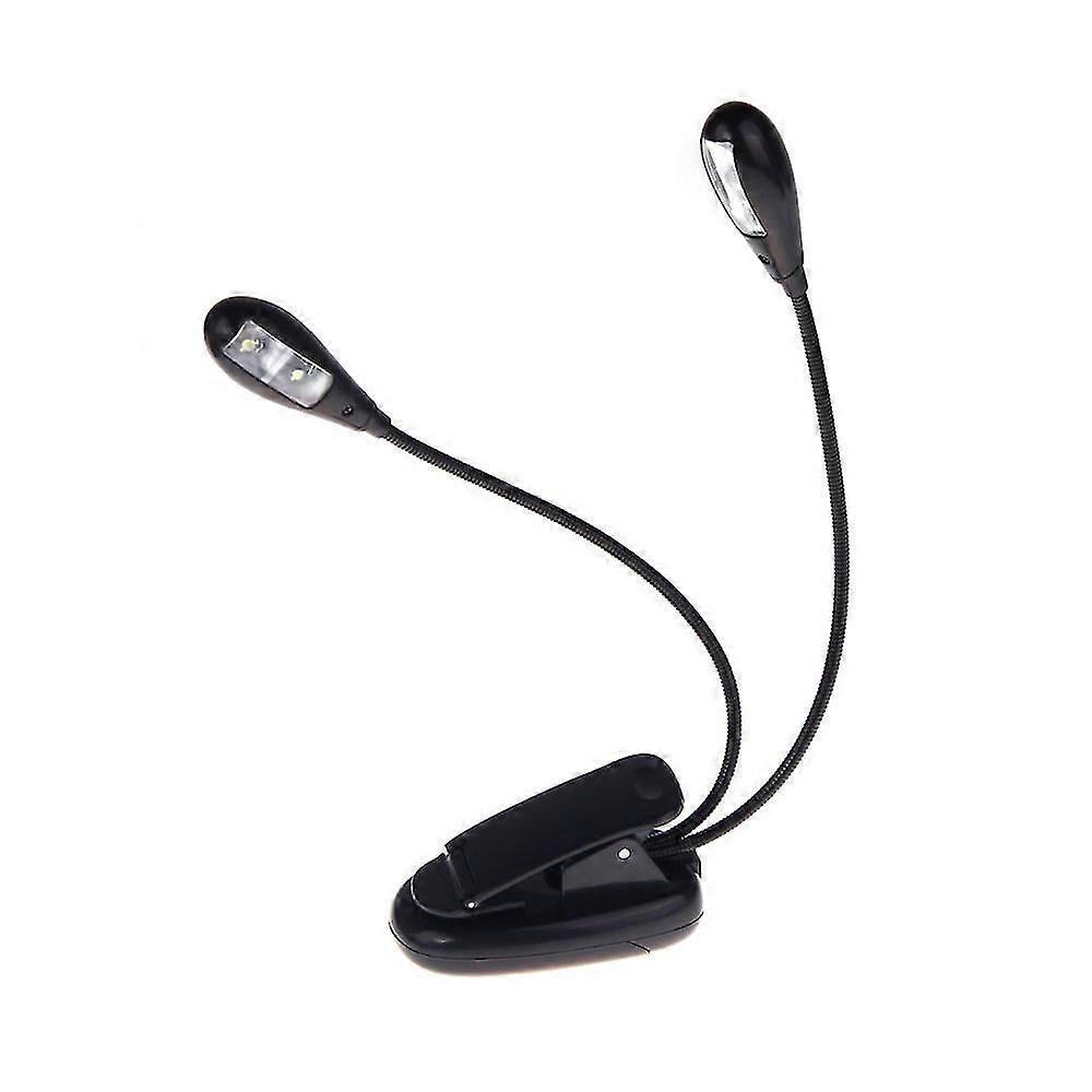 ספר מוסיקה מעמד מנורת קליפ-און 2 זרועות כפולות 4 led גמיש