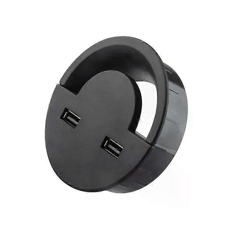 60mm USB Cable Wire Hole Cover-Round Desktop Winder Holder by