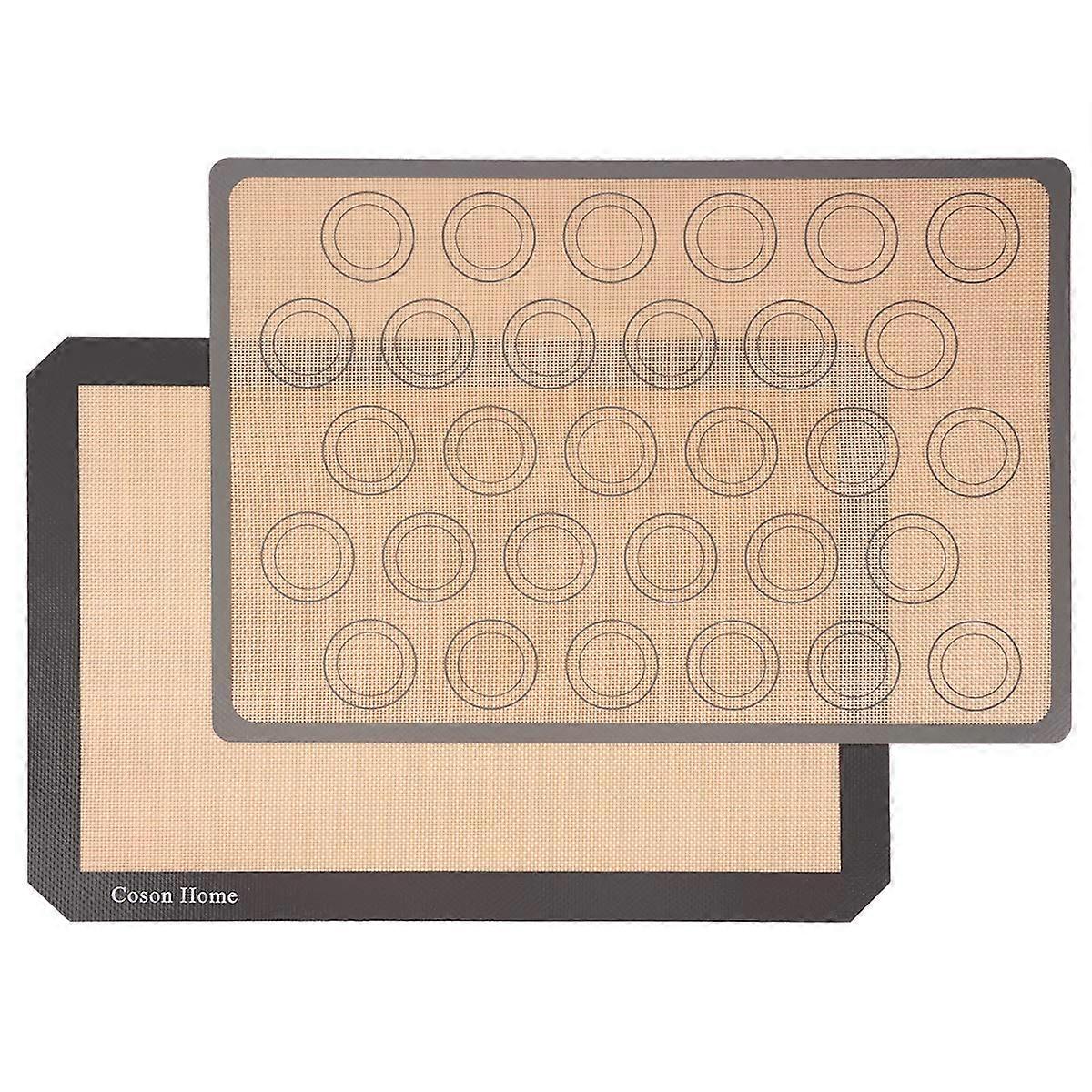 Silicone Baking Mat Pack Of 2, Non-Stick Reusable Macaron Mat Sheet, Food-Safe Tray Pan Liners, 11.6 x 16.5 Inches