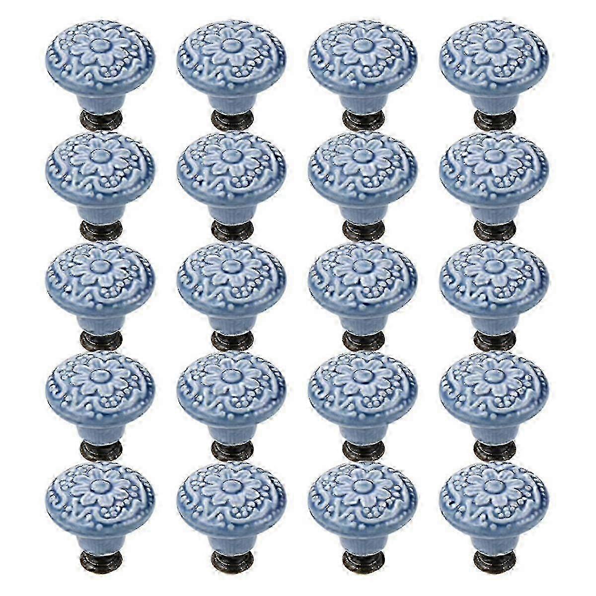 20Pcs Ceramic Drawer Pull Handles Round Knobs for Cabinet, Closet, Wardrobe