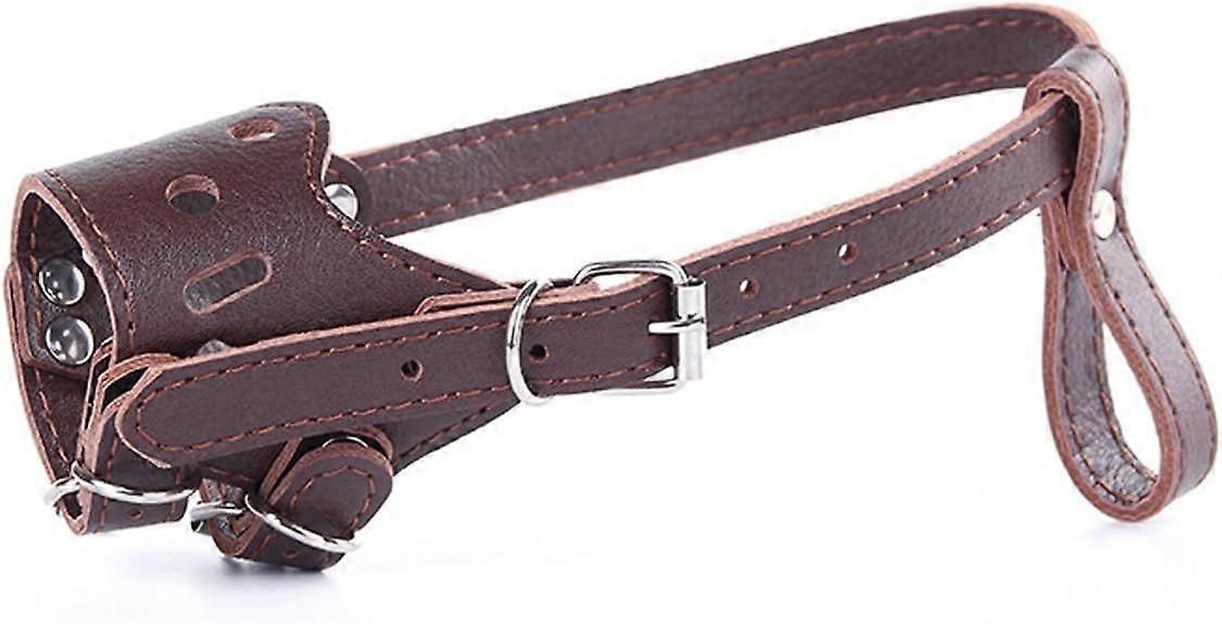 S-Muzzle for Dogs Anti Bark Muzzle for Small Large Dog Adjustable Leather Dog Muzzle