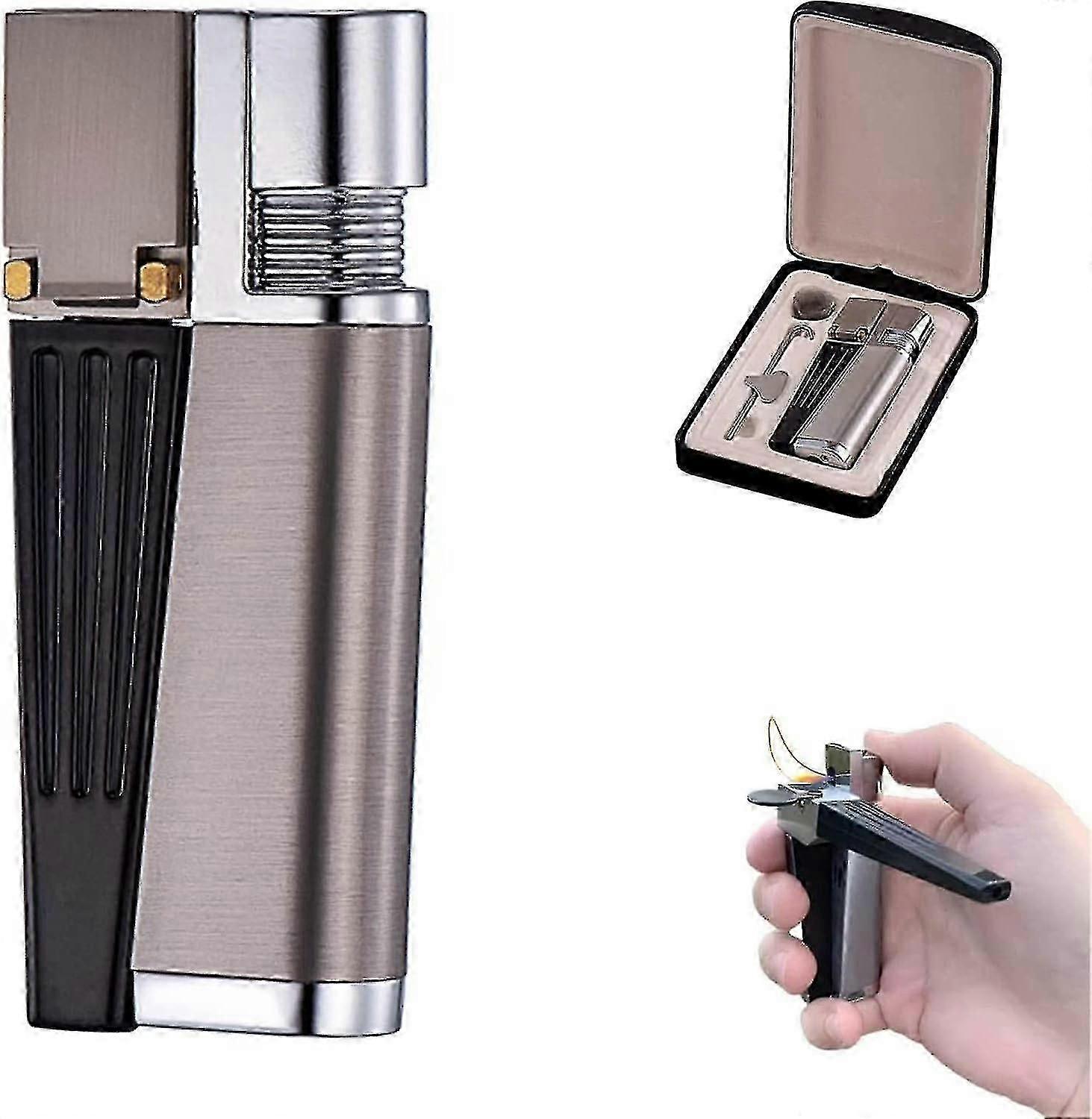 Lighter Pipe Combo - Portable Hitter Lighter Foldable Lighter Open Flame Multifunction 2-in-1 Metal Lighter Pipe Combo Best Gifts For Men S (d)