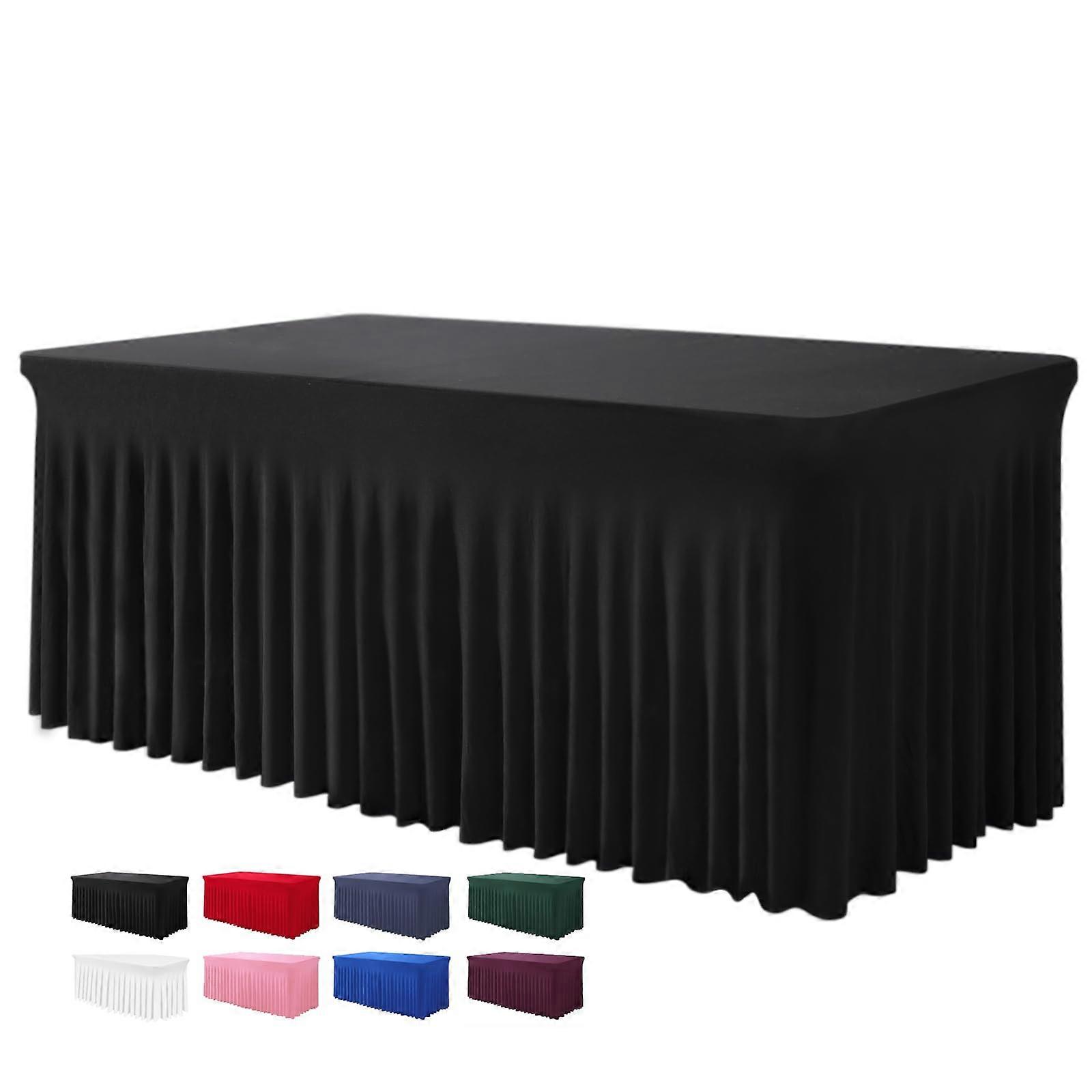 Table Skirts for Rectangular Paintings 8FT - One-Piece Black Wrinkle-Resistant Tablecloth with Skirt
