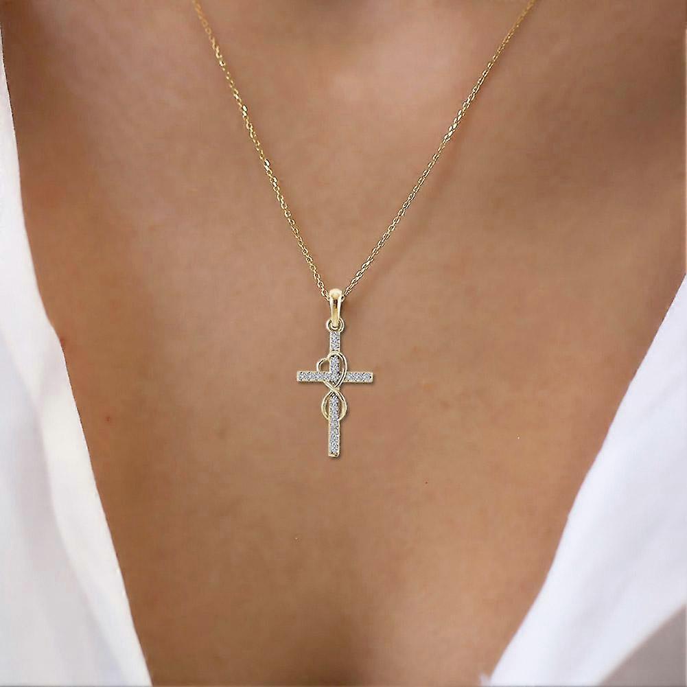 Diamond-encrusted cross necklace necklace female collarbone chain