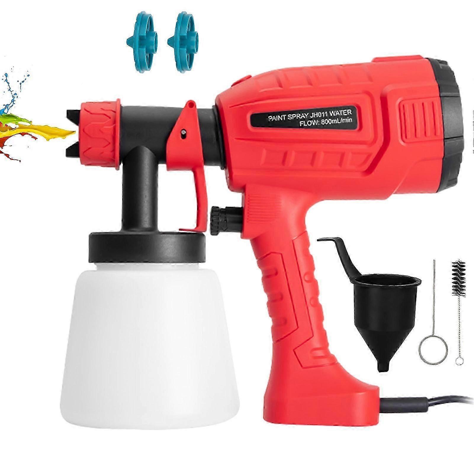 Electric Paint Spray Gun with 800ml Container, 2 Nozzles & 3 Patterns for Cabinets, Fence, Walls, Door, Garden