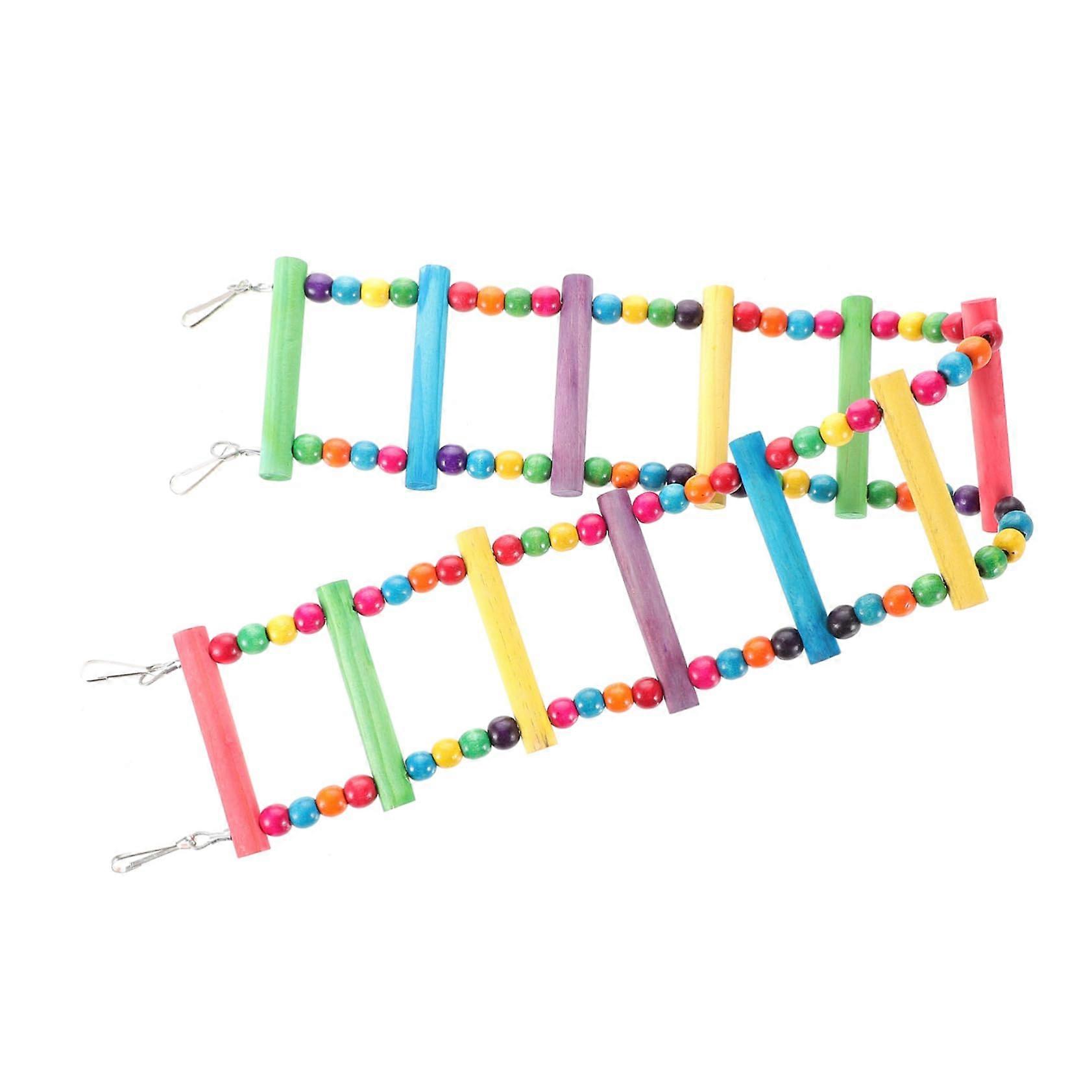 12Step Parrot Ladder Natural Wood Bird Toy Ladders Flexible Swing Bridge For Parakeets Cockatiels Parakeet Ladder Toy