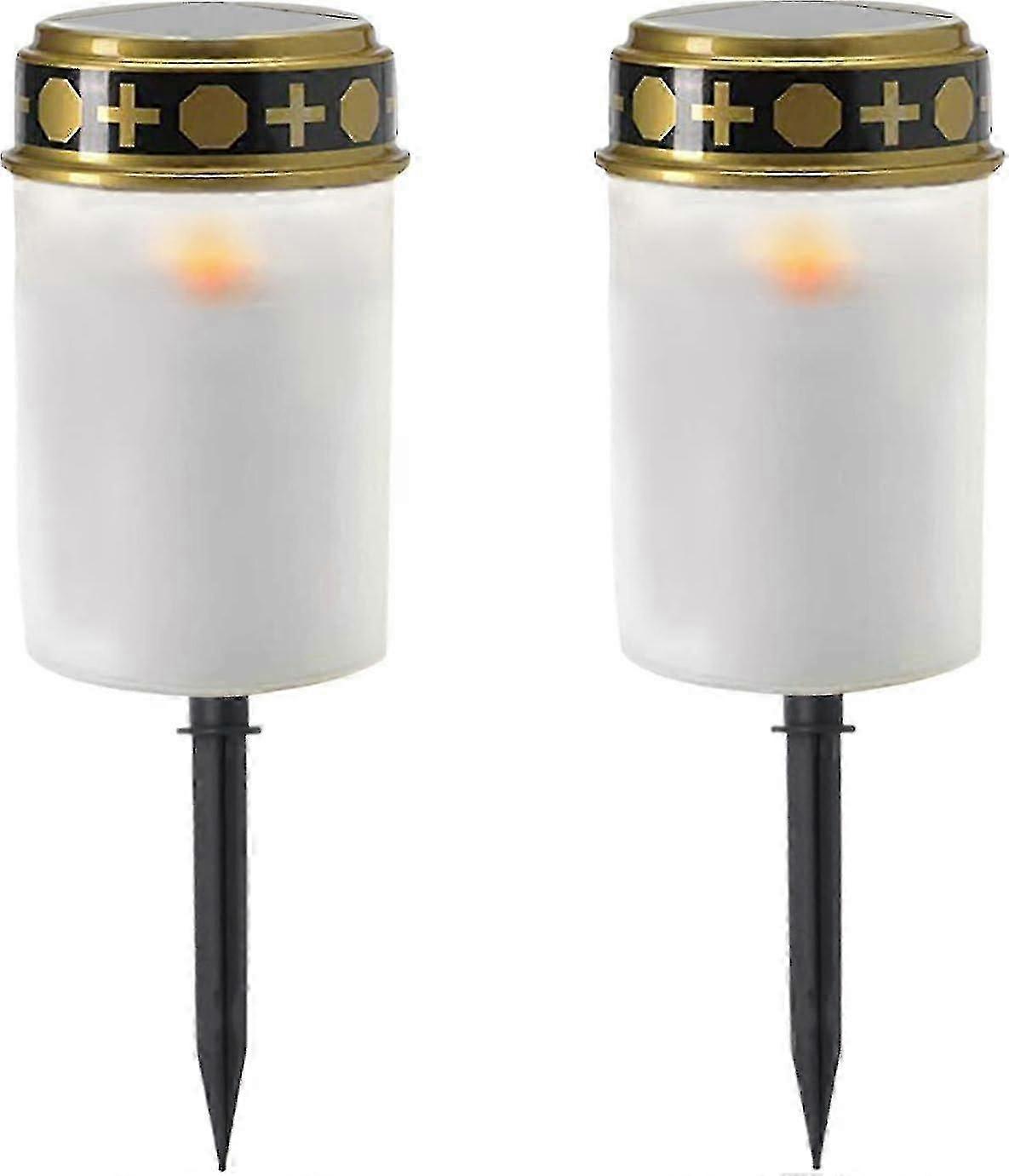 Led Grave Light Solar Lamp White With Solar Cell And Intelligent Opening And Closing - Led Grave Candle With Realistic Flickering Effect jkw