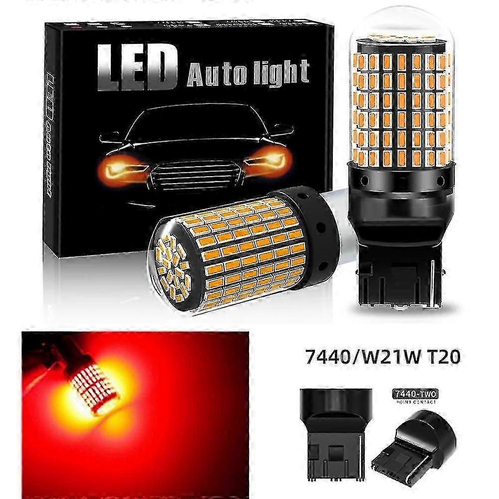 תוחלת חיים ארוכה 144 SMD נורת איתות LED - 2PC T20 7440 PY21W לדגמי מושב סקודה