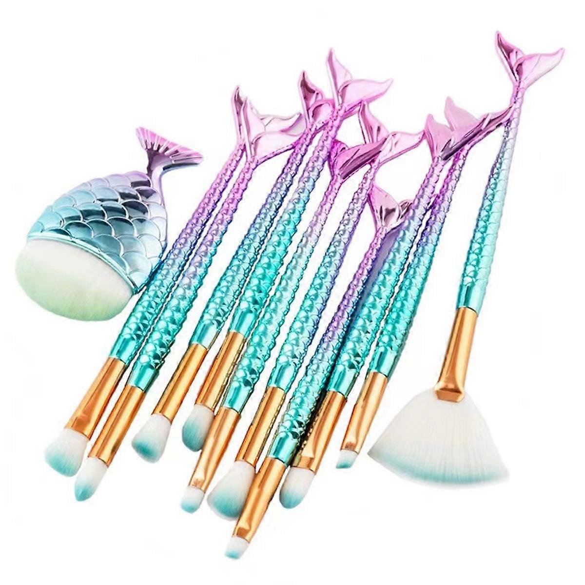 11 Pcs Makeup Brush Set with Cute Fishtail Handles
