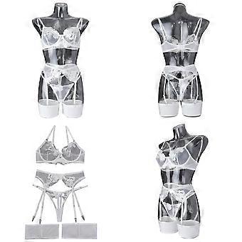 Sexy Lingerie Floral Embroidered Underwear, Underwire Bra, G-String Panty, Garter Belt, 4 Pieces Set White | Fruugo US Sexy Lingerie Floral Embroidered Underwear, Underwire Bra, G-String Panty, Garter Belt, 4 Pieces Set White | Fruugo US