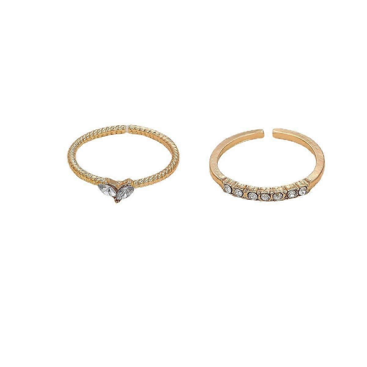 Diamant kärlek öppen ring set med två
