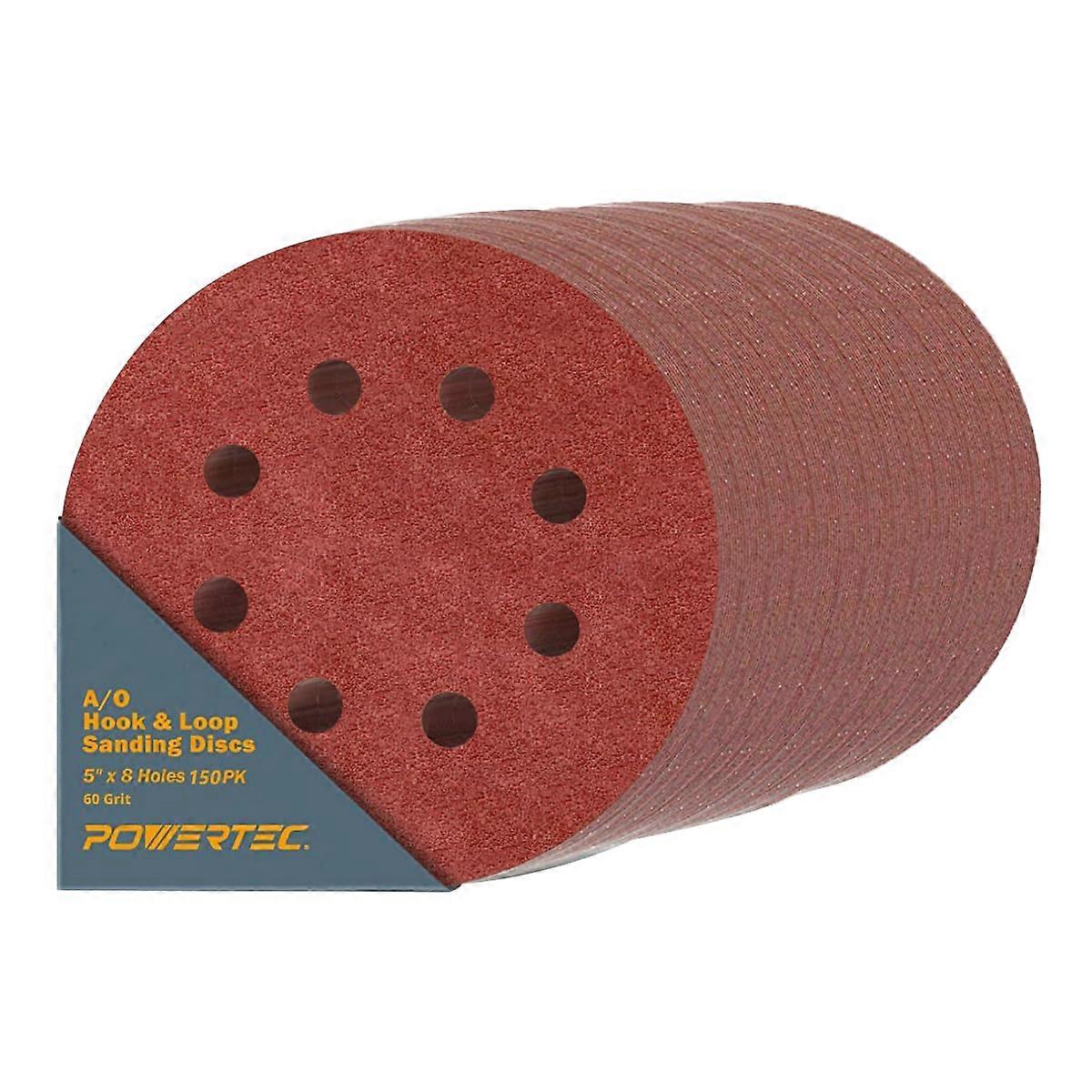 Sanding Discs 5-Inch 8-Hole Hook-and-Loop, 60 Grit, 150 Pack, For Random Orbital Sanders, 45006-P6