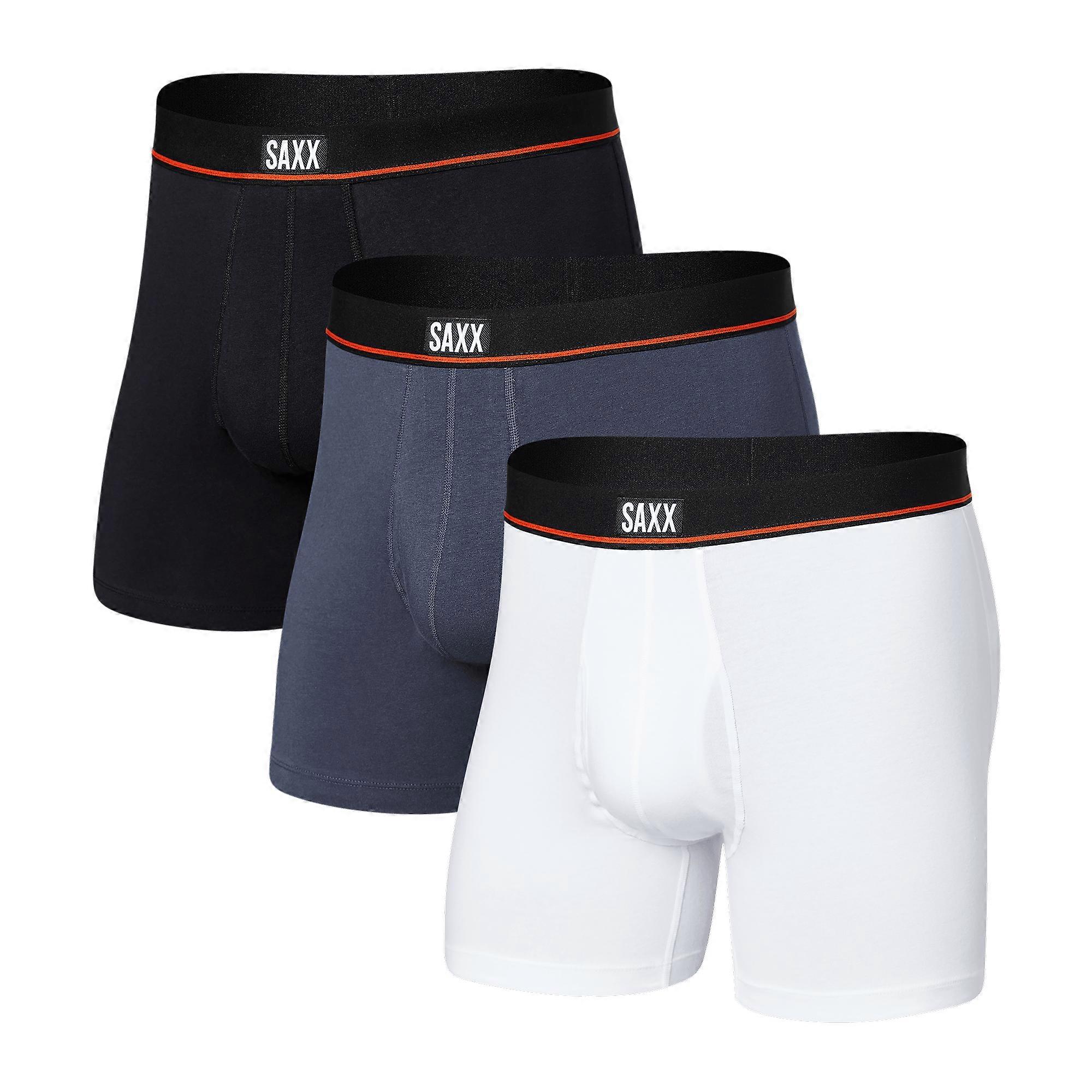 Saxx Non Stop Stretch Cotton 3 Pack Boxer Briefs - Black/navy/white
