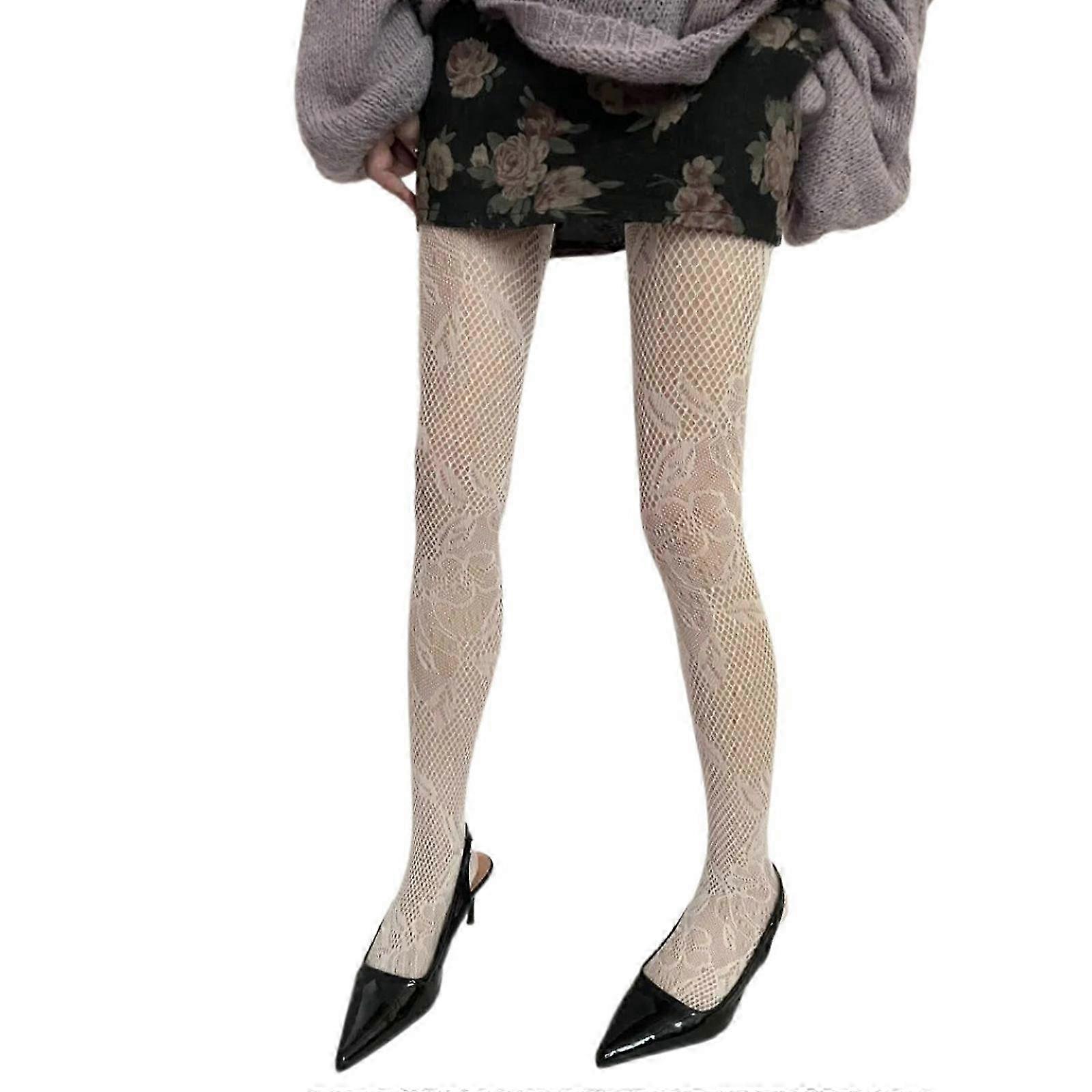 Femmes Mesh Collants Leggings Collants À La Mode Fleur Évidée Motif Elégant Transparent Résille Bas De Pantalon