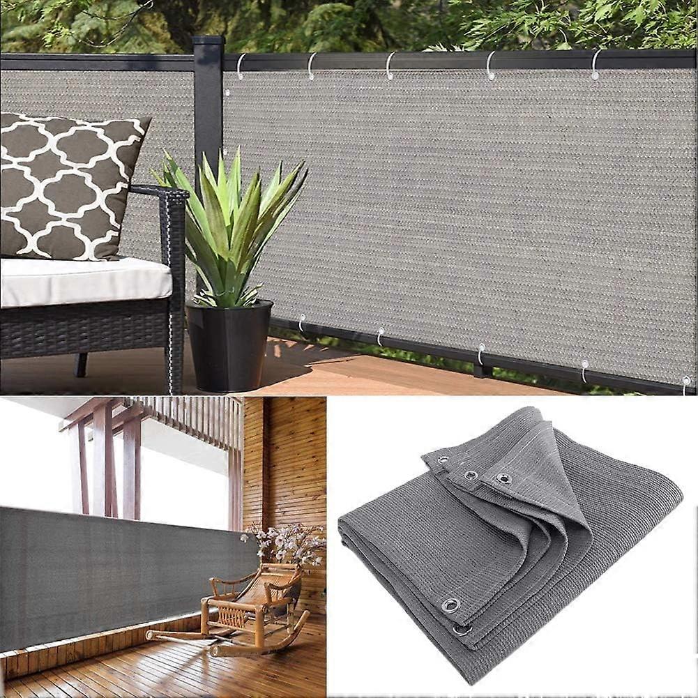 Balcony Privacy Screen, Outdoor Fence Isolation Net, HDPE Shade Cloth with Rope and Cable Ties, UVResistant, Gray, Size: 120x700cm