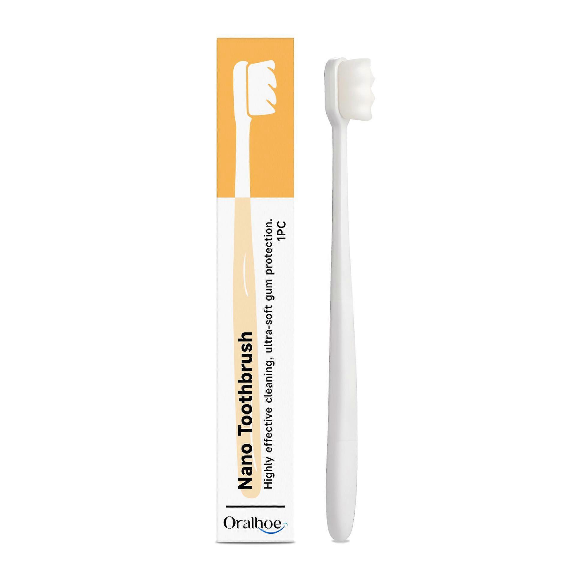 Nano Toothbrush, 10,000-Hair Brush Head, Soft PBT Bristles & PP Handle, High-Density, Curved Design for Deep, Gentle Cleaning