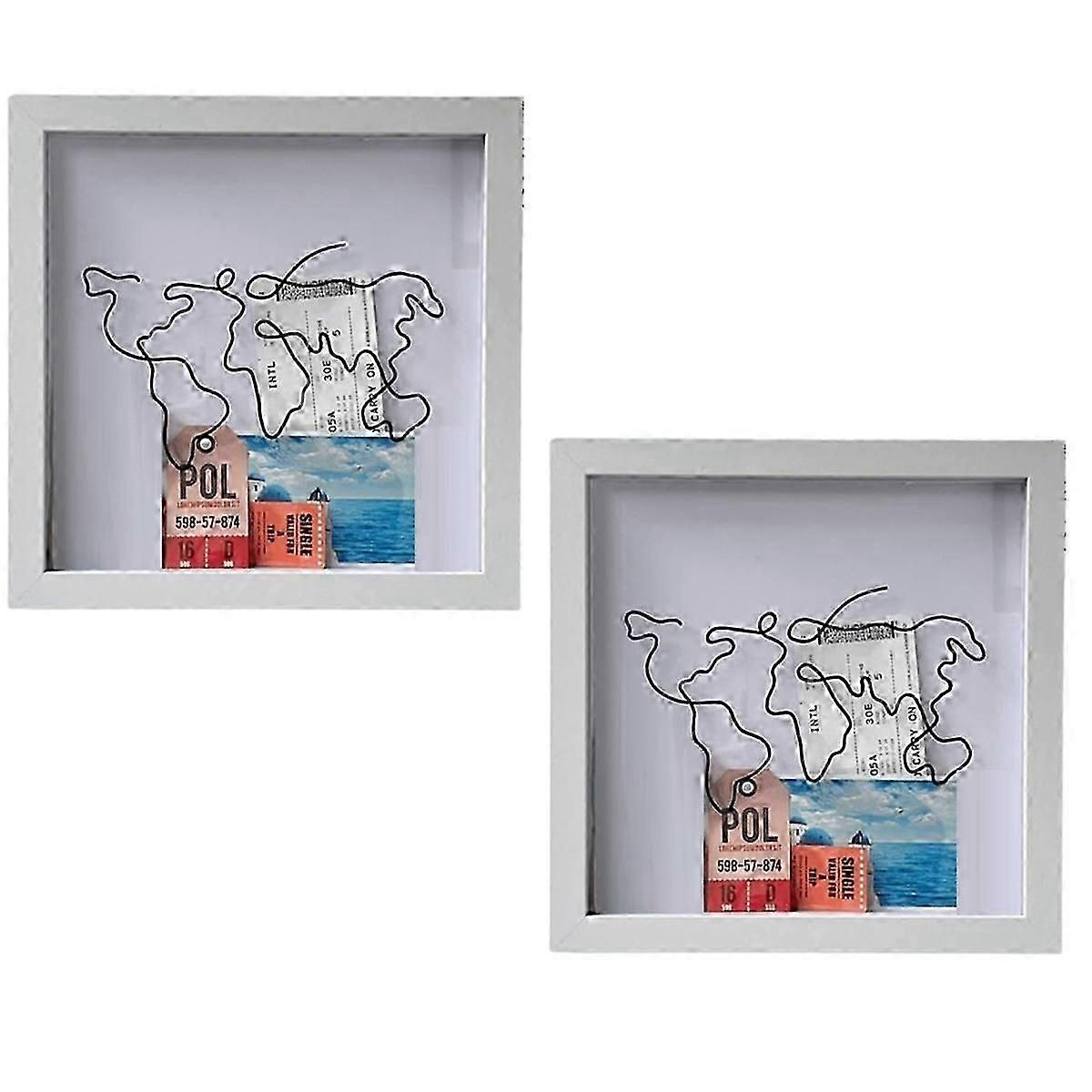 2Pcs Adventure Archive Box,Keepsake Collector Box,Ticket Shadow Box,Storage Box for Tickets,Postcar