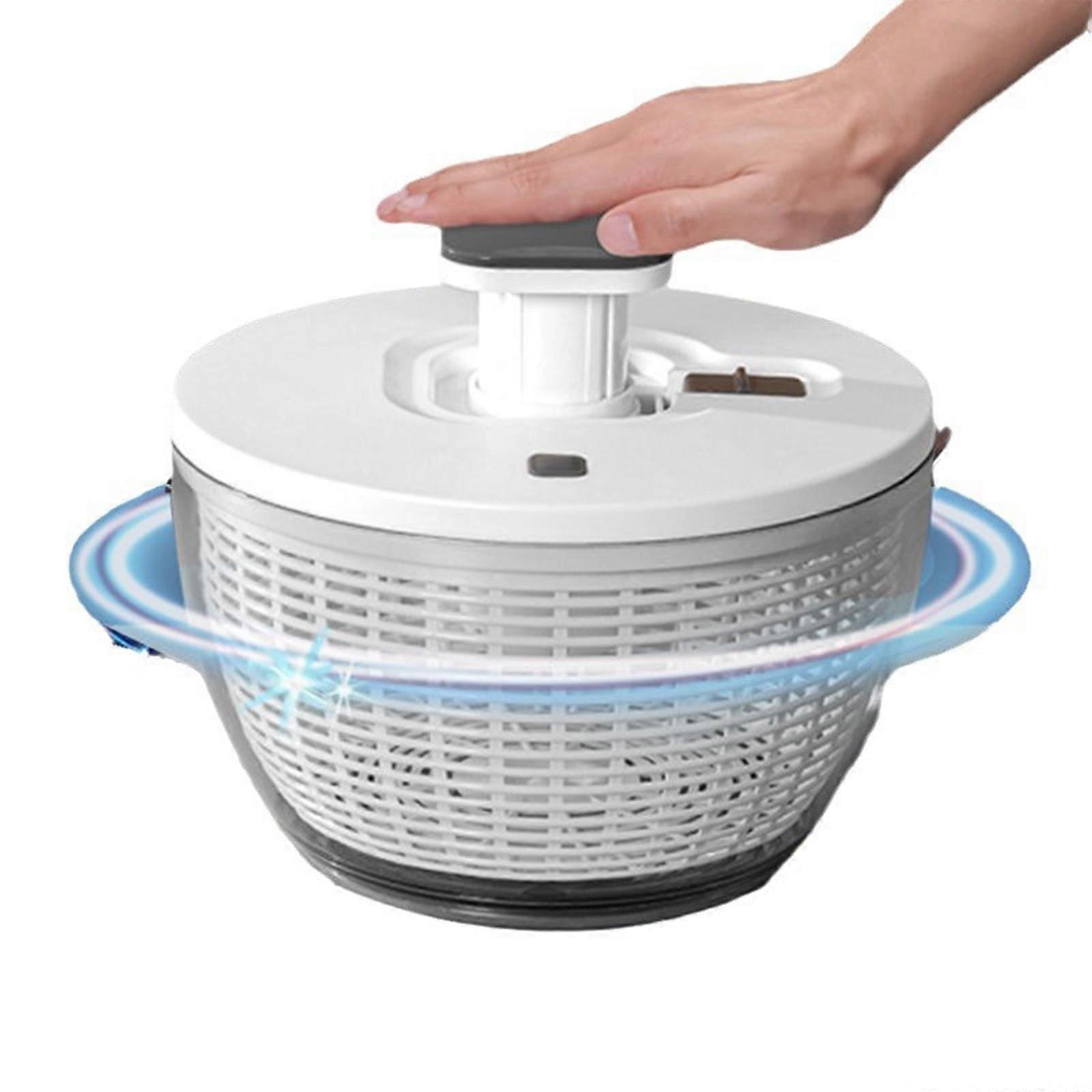 Manual Hand Powered Salad Spinner with Storage Lid and Colander Bowl Plastic Vegetable Dehydrator with Drain Basket