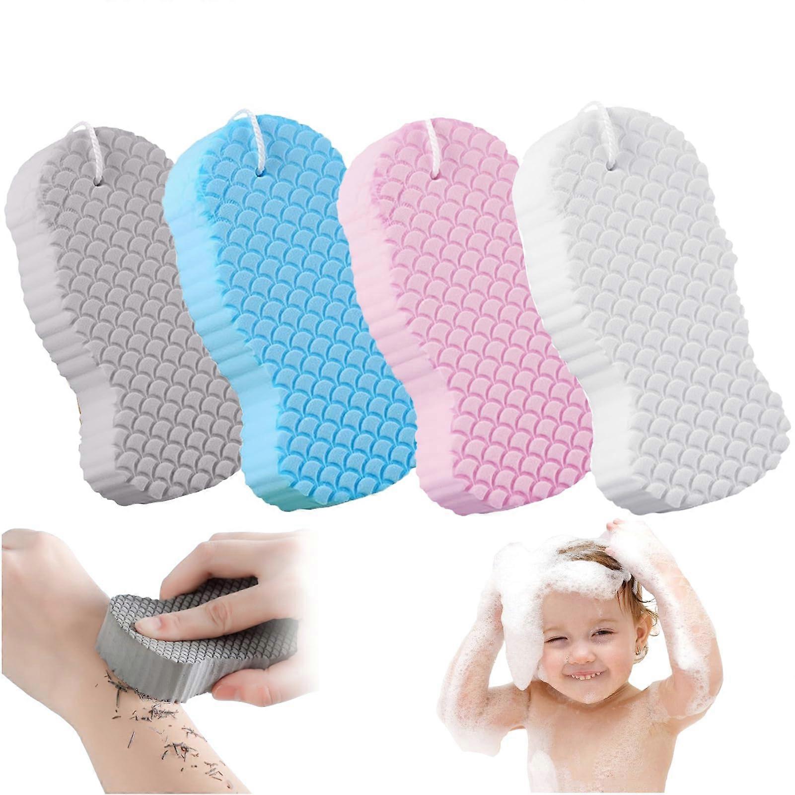 Berosely Skin Sponge 2025 Model, 3D Soft Exfoliating Bath Sponge, Reusable Body & Face Exfoliator, Pack of 4