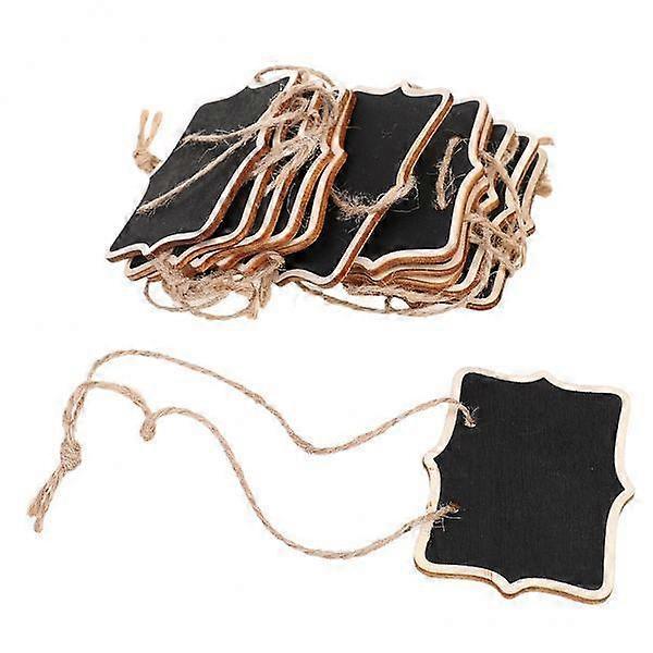 4x12pcs Mini Wooden Blackboard Chalkboard Hanging Rectangle Message Board