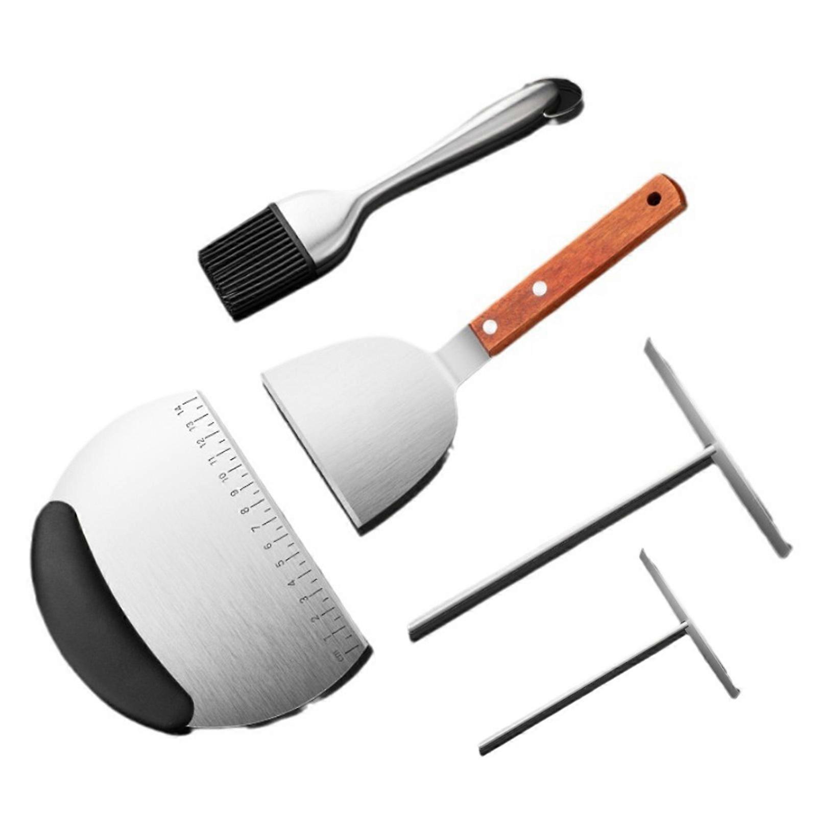 Pancake Spatula Stainless Steels Crepe Tool Pancake Rakes Scrapers Batter Food Spreading Tool for Frying Cooking