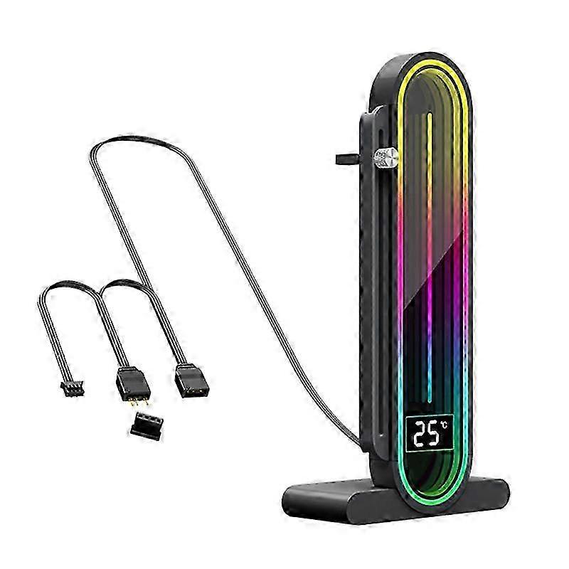 Graphics Card Anti-Sag Bracket with ARGB Sync, Temperature Display, Adjustable Height, 5V 3Pin A