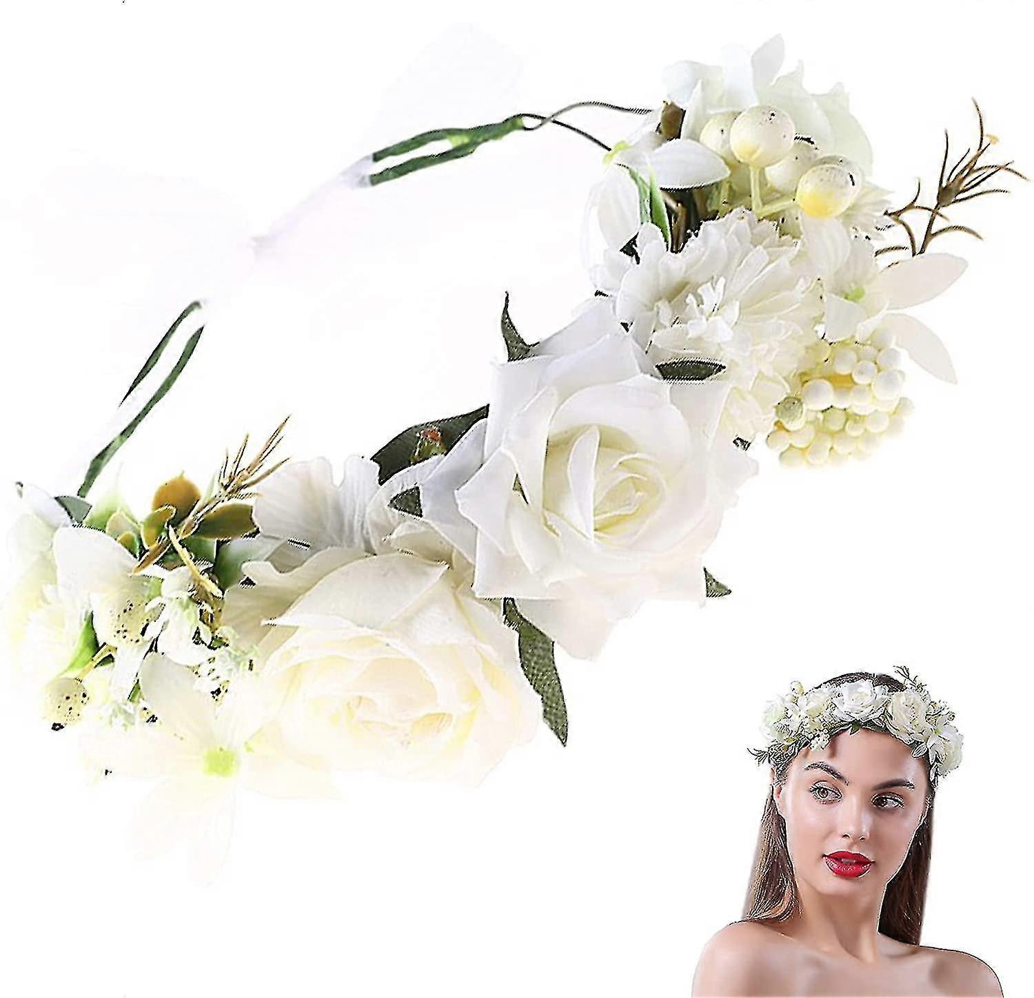 Blomsterkrans hårkrone for kvinner Enkel brudeblomst hodeplagg