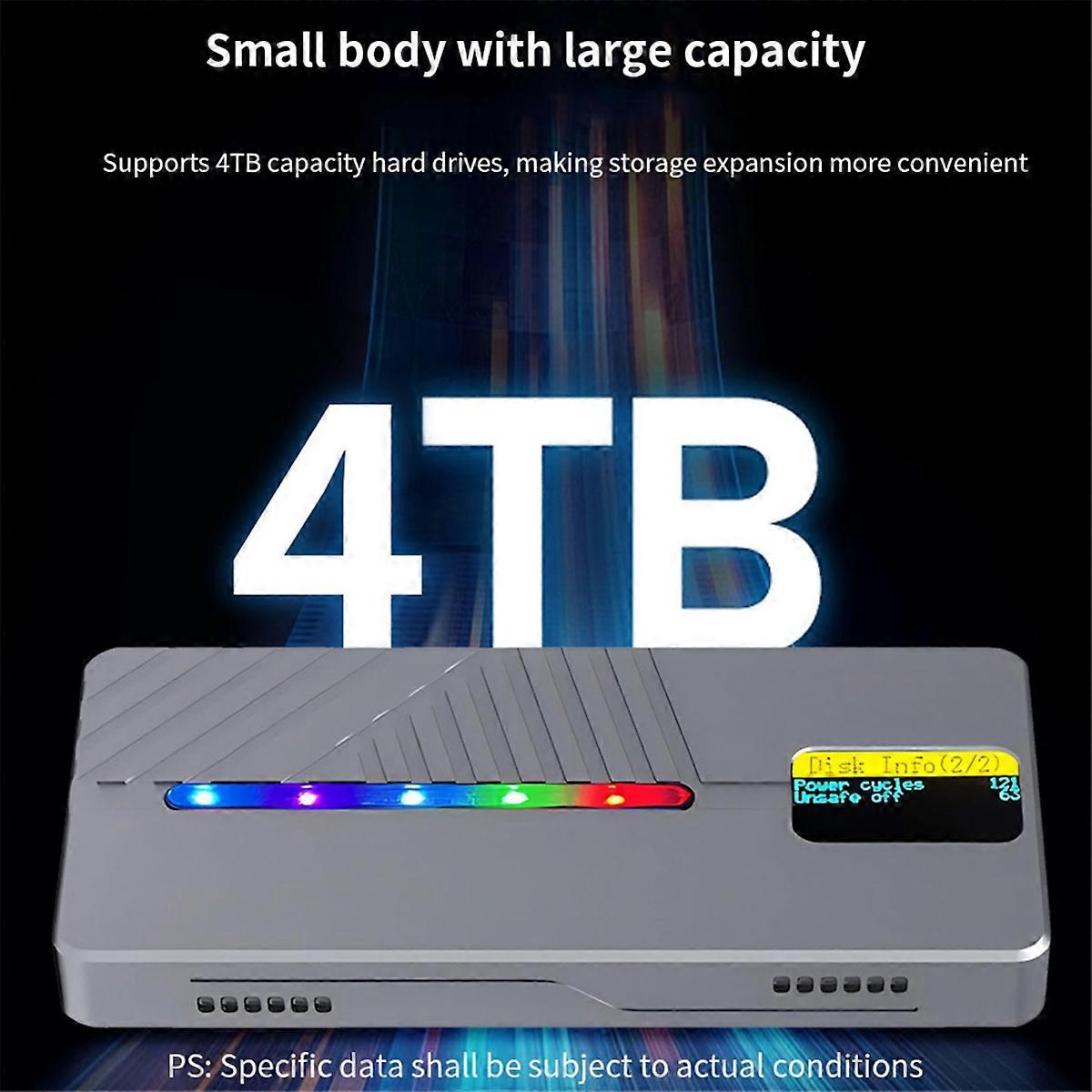 10Gbps RGB SSD M2 NVME NGFF Enclosure with Display Screen M/B+M Key
