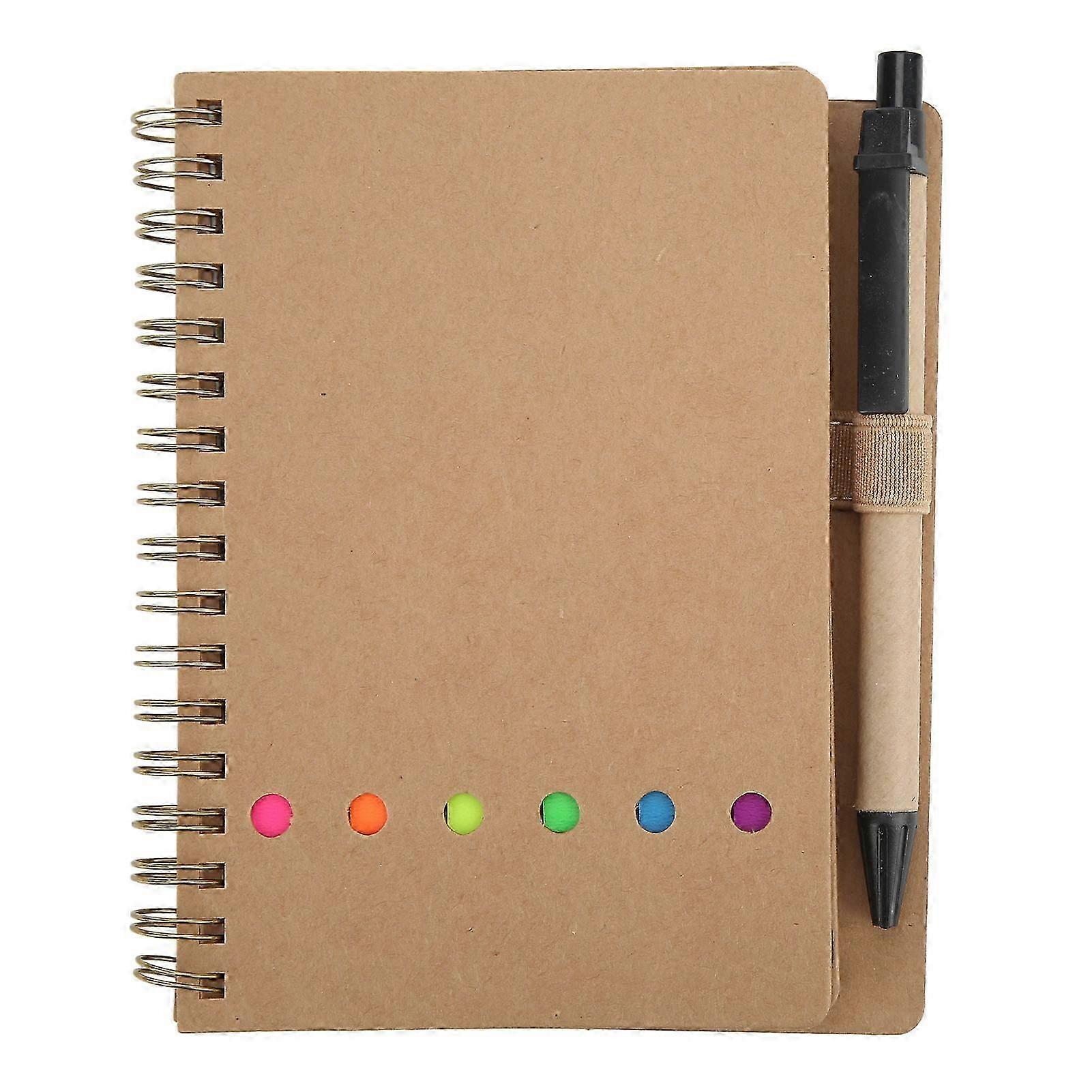 Portable Brown Leather Notebook with Pen Holder, Double Coil Notepad Ideal for Business and Student Use