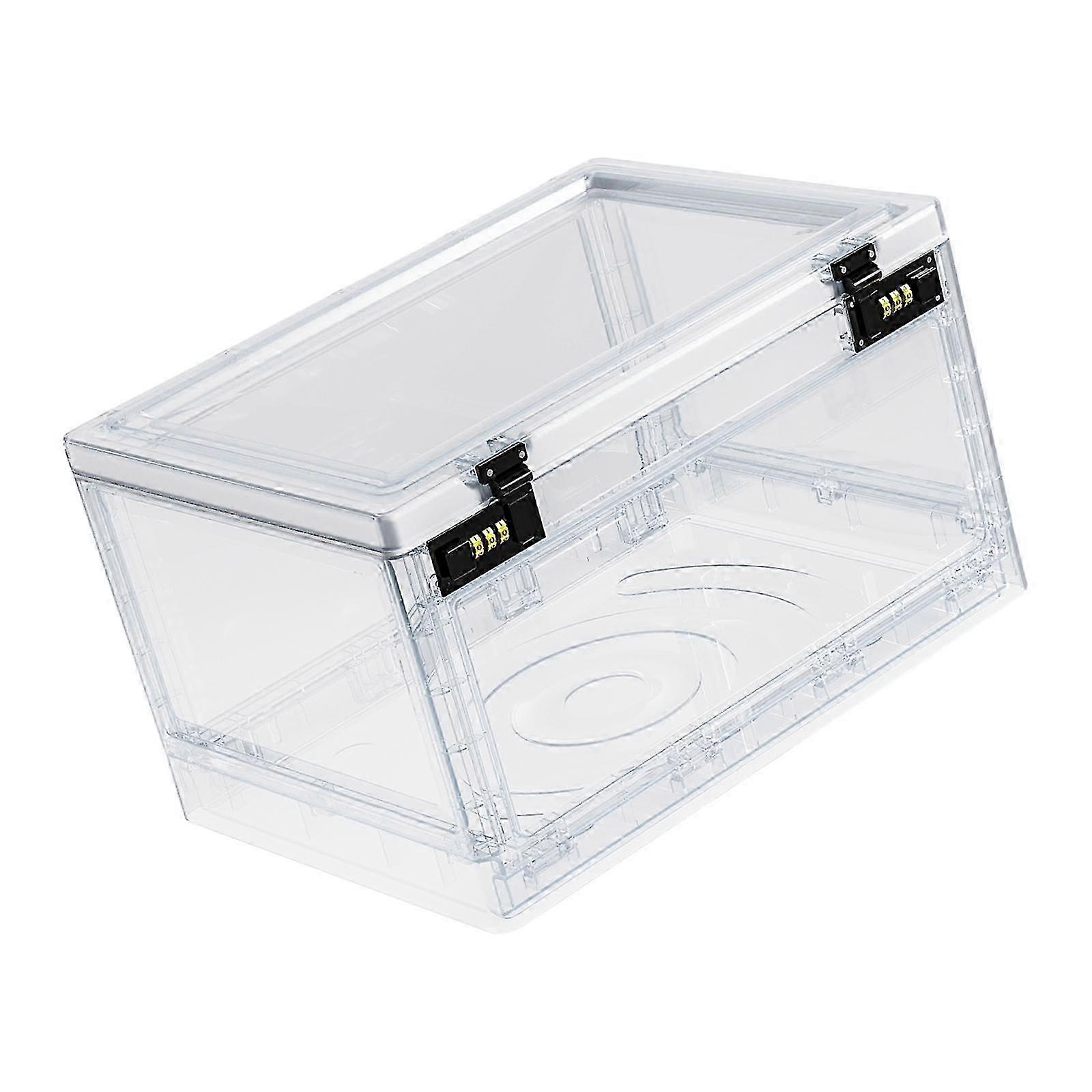 Clear Lockable Storage Bin with Password Protection for Home, Office, and Garage Use - Transparent Storage Solution