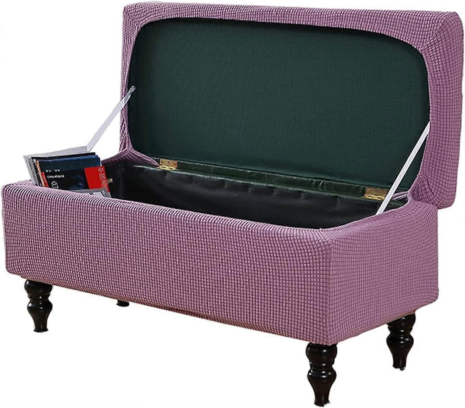 Ottoman cover, rectangular, stretchable, Jacquard storage, removable