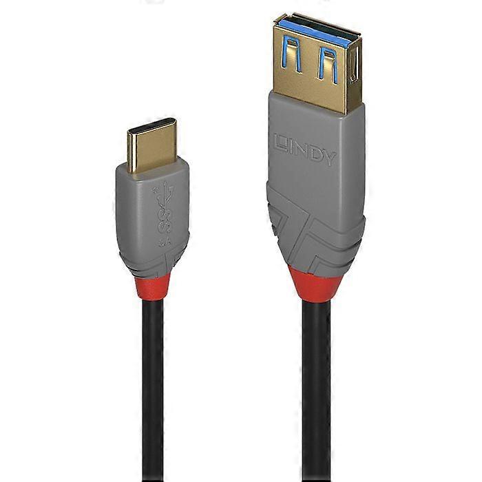 USB 3.1 Type C to A Adapter Cable - LINDY - Anthra Line - Triple Shielding - Gold Plated Contacts