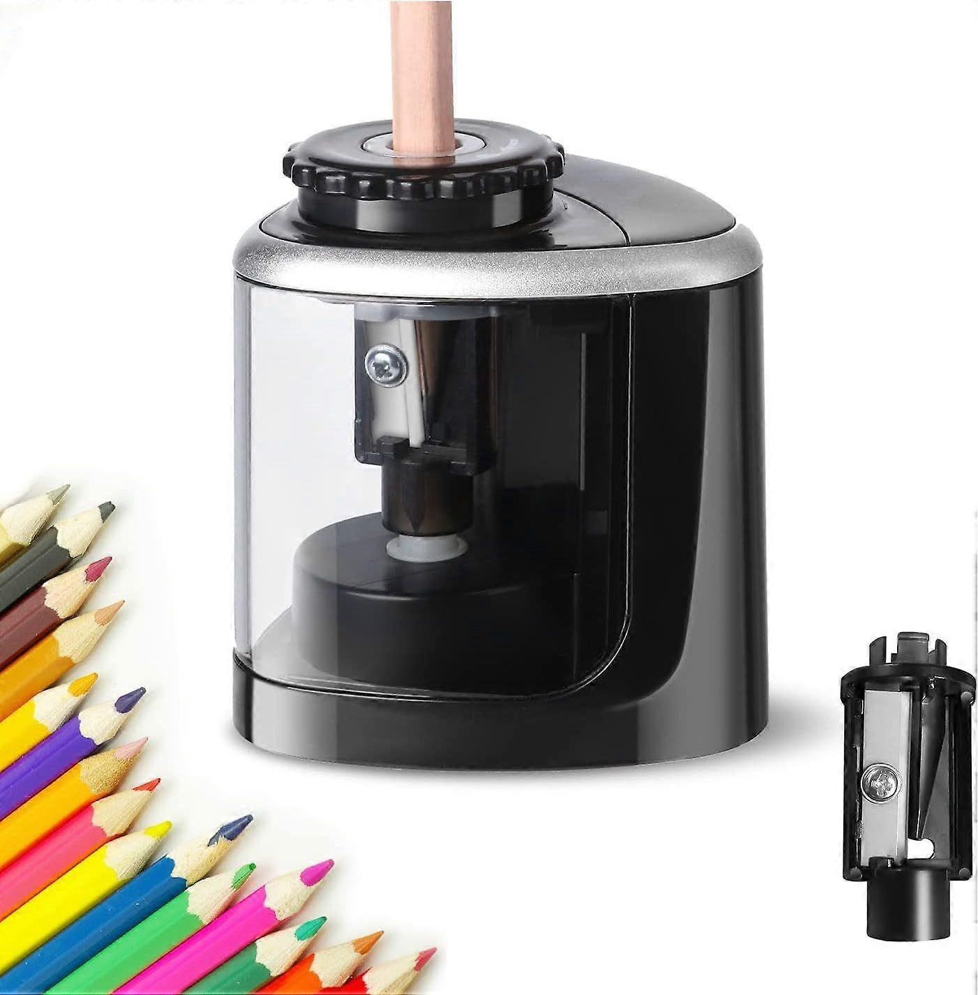 t Electric Pencil Sharpener, Pencil Sharpener with Container, Battery Powered, Interchangeable Blade, Safe Non-Slip Portable Electric Sharpener