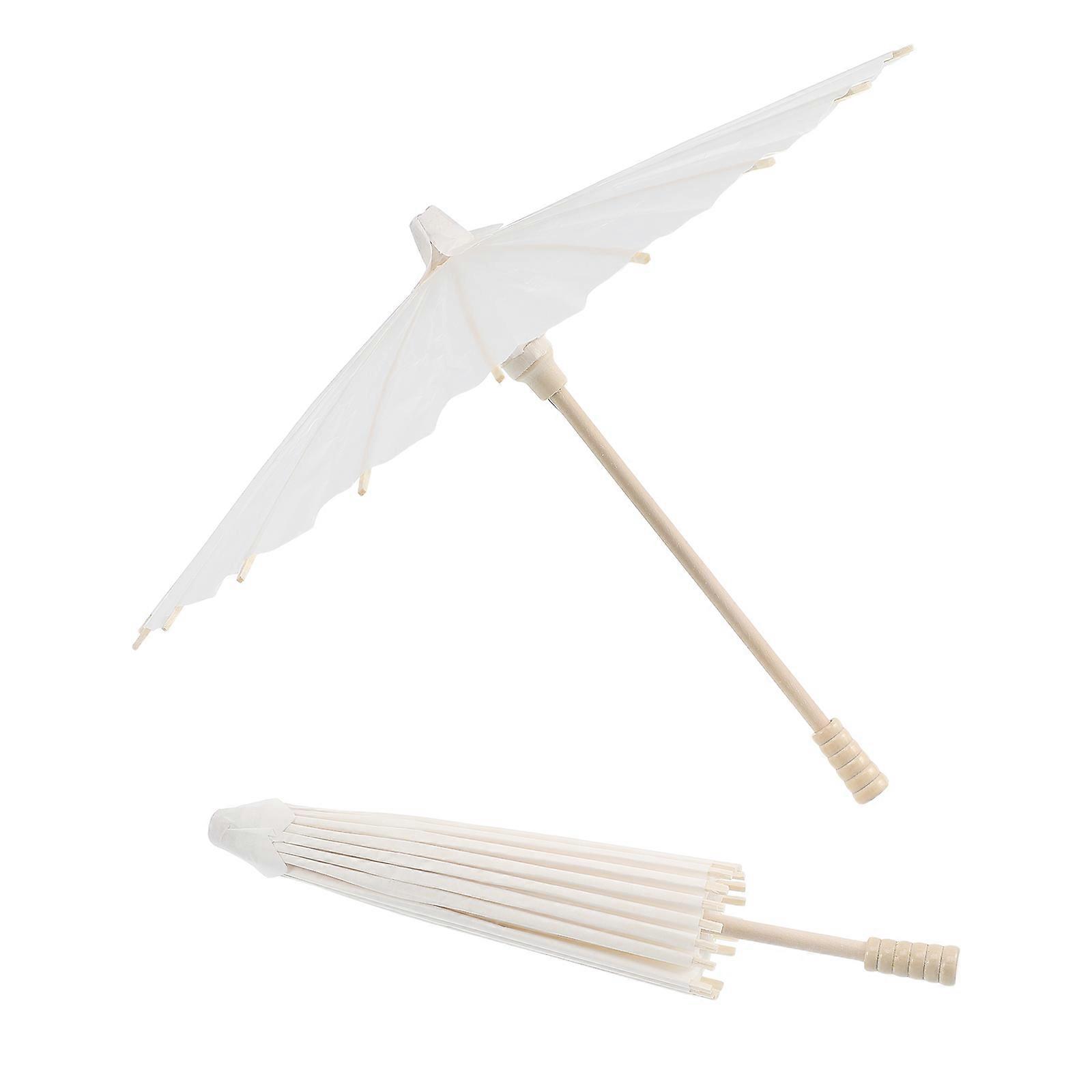 2pcs Small Blank Paper Umbrellas for DIY Crafts, Photography & Festive Decor – Smooth Surface & Comfortable Handle for Adults