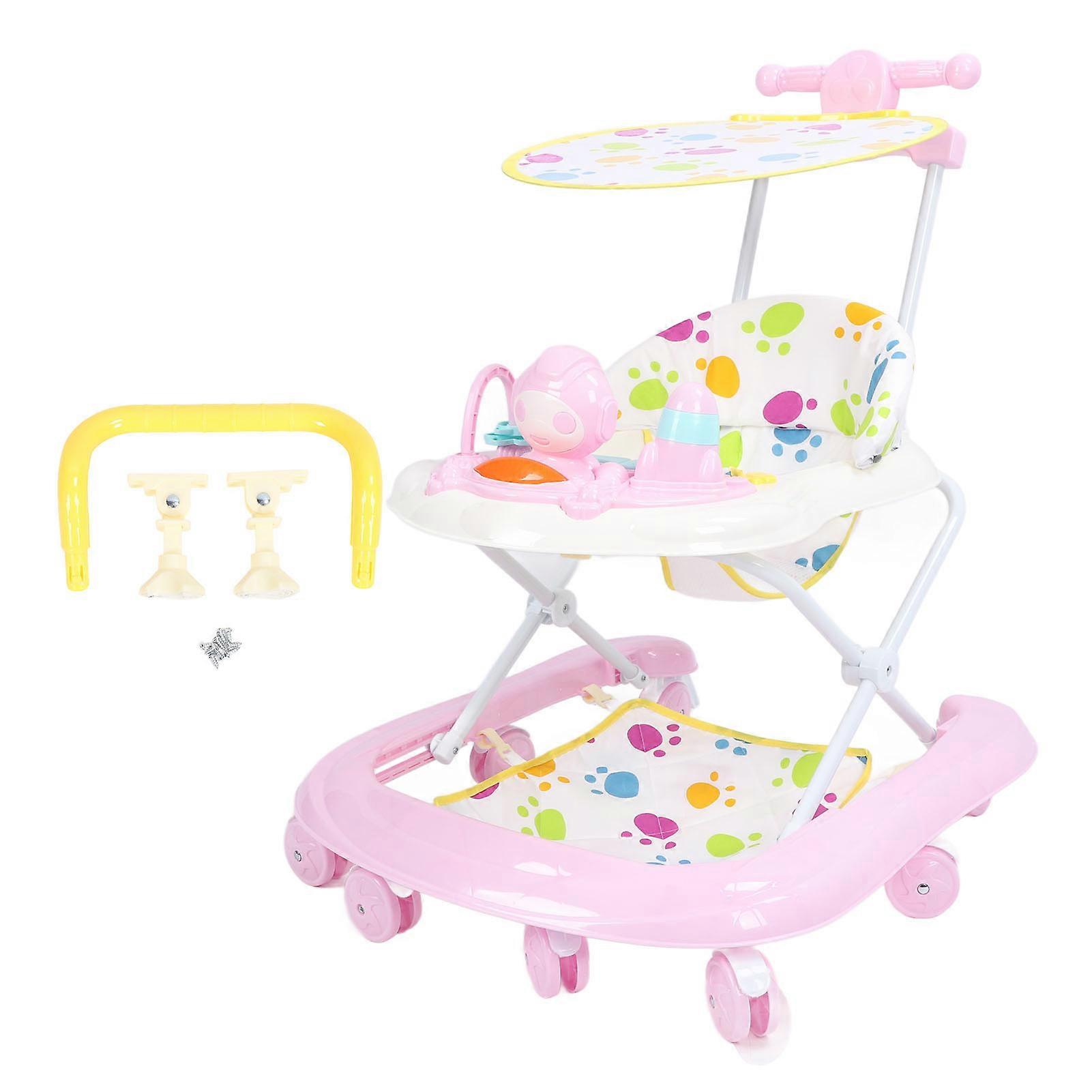 Trotteur d'activités pour bébé multifonction, anti-chute, léger, musical, 8 roues, bascule, violet clair