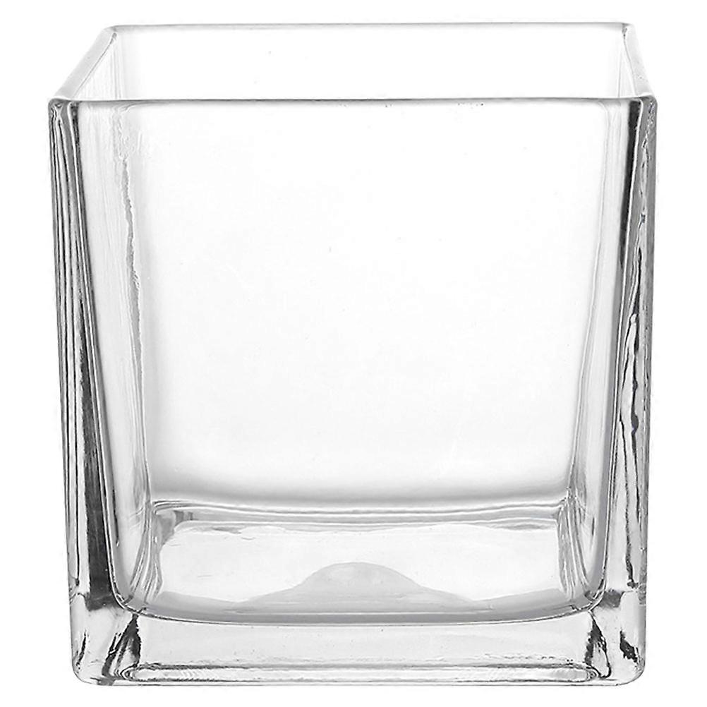 Clear Square Glass Vase Hydroponic Planter Modern Decorative Flower Vase for Home Office Restaurant Elegant Tabletop Display Unique Retro Design