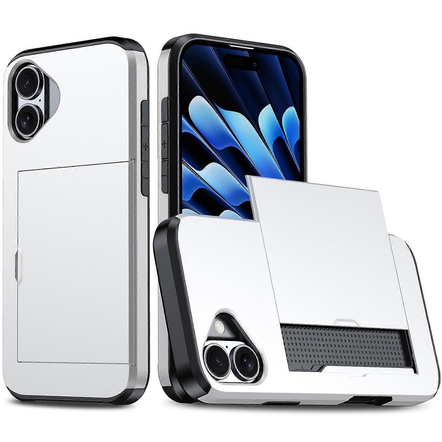 Pro iPhone 16 Plus pouzdro s držákem na karty TPU PC kryt telefonu Dual Layer Nárazuvzdorné