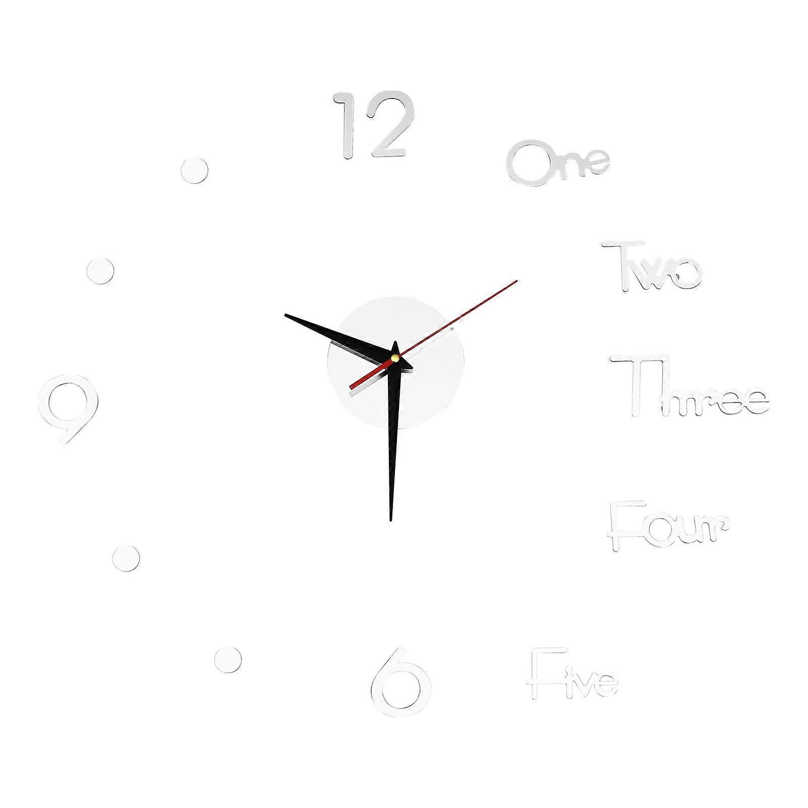 Creative Wall Clock Modern Design Frameless Diy Large Silver 55X55X1.5CM 1 Set
