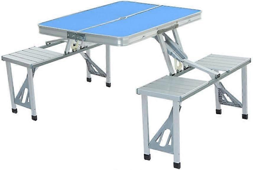 Folding Table and Chairs for Outdoor Camping Aluminum Alloy Connecting Simple Folding Picnic Table, Size M (Color : Blue)