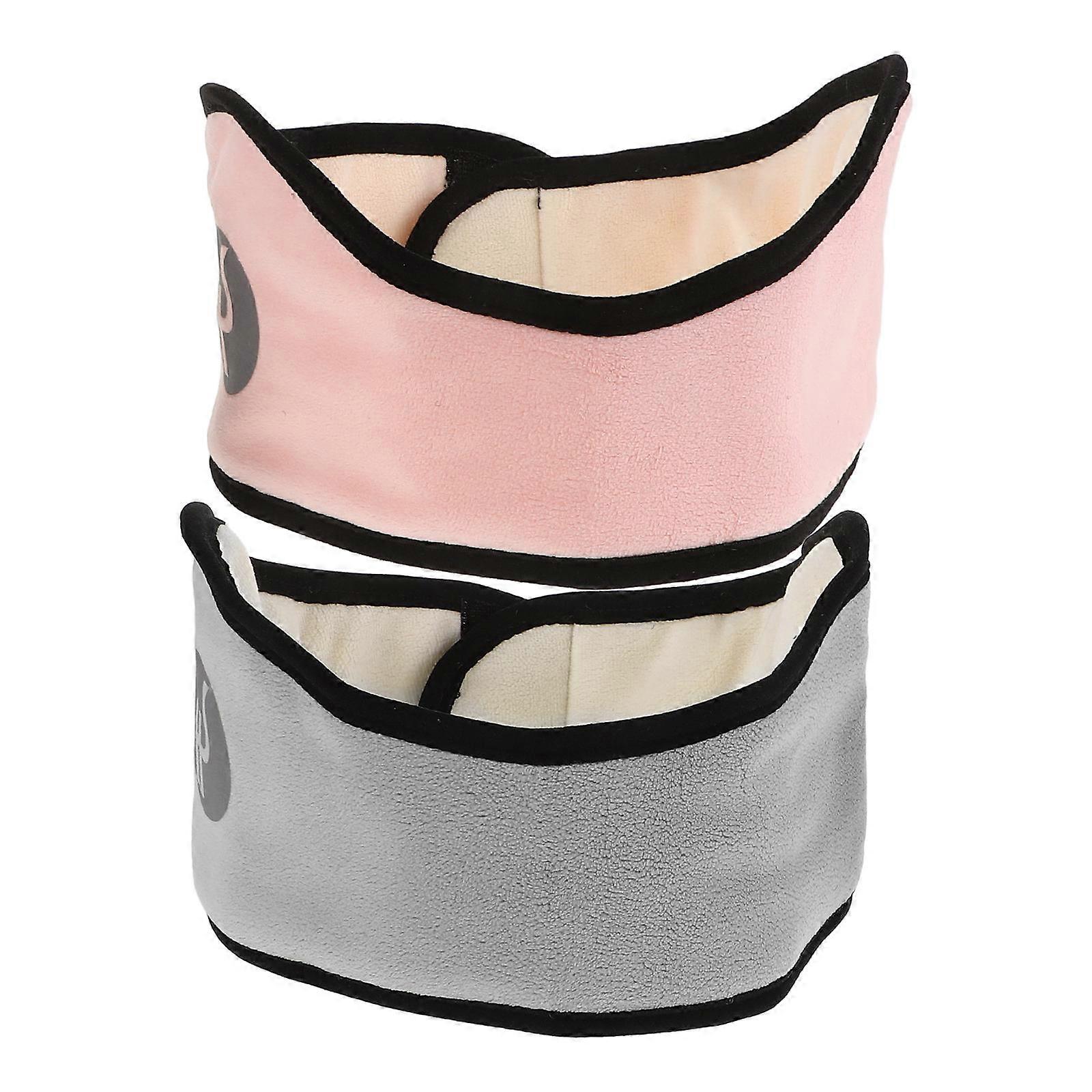 Cold Weather Protection Winter Ear Muffs Soundproof Sleeping Earmuffs Men Women Adjustable Fleece Ear Warmers For Running Cycling Pink Grey 2Set